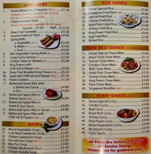 Golden Dragon menu