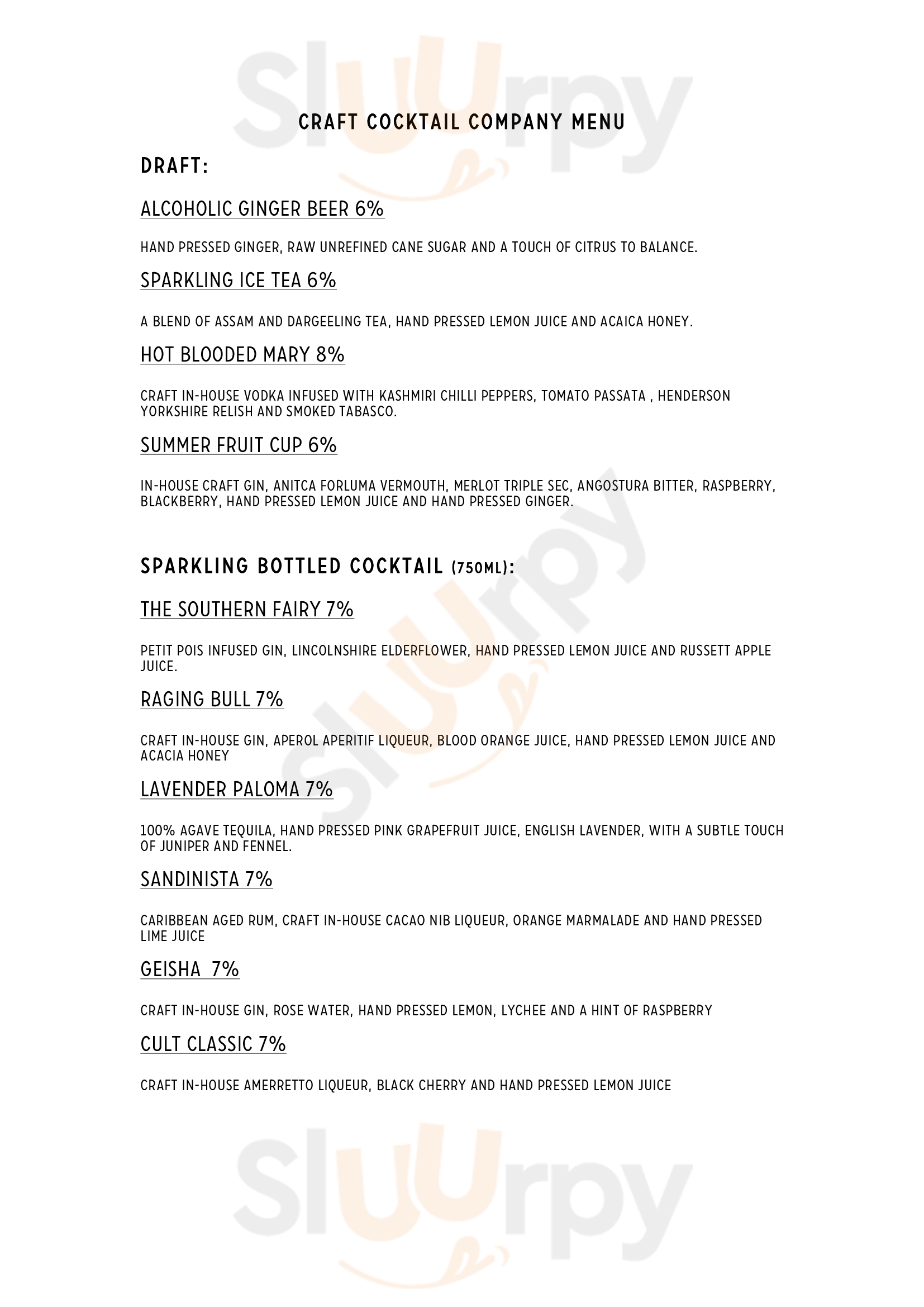 Main Menu - The Craft Cocktail Company