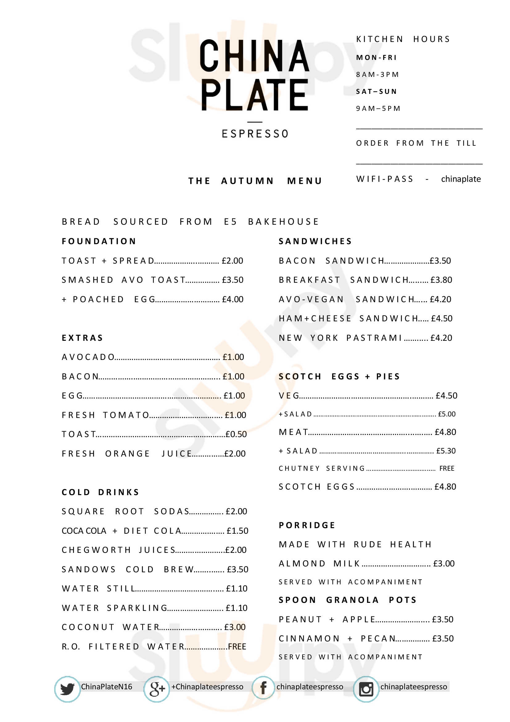 Main Menu - China Plate Espresso