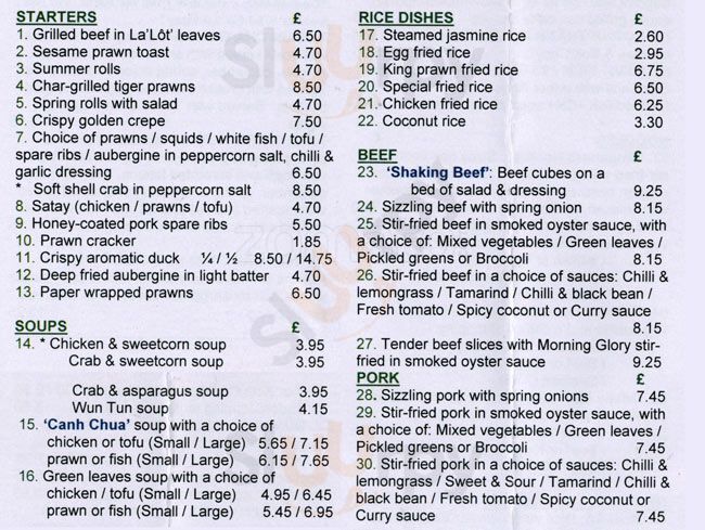 Khoai Cafe London Menu - 1