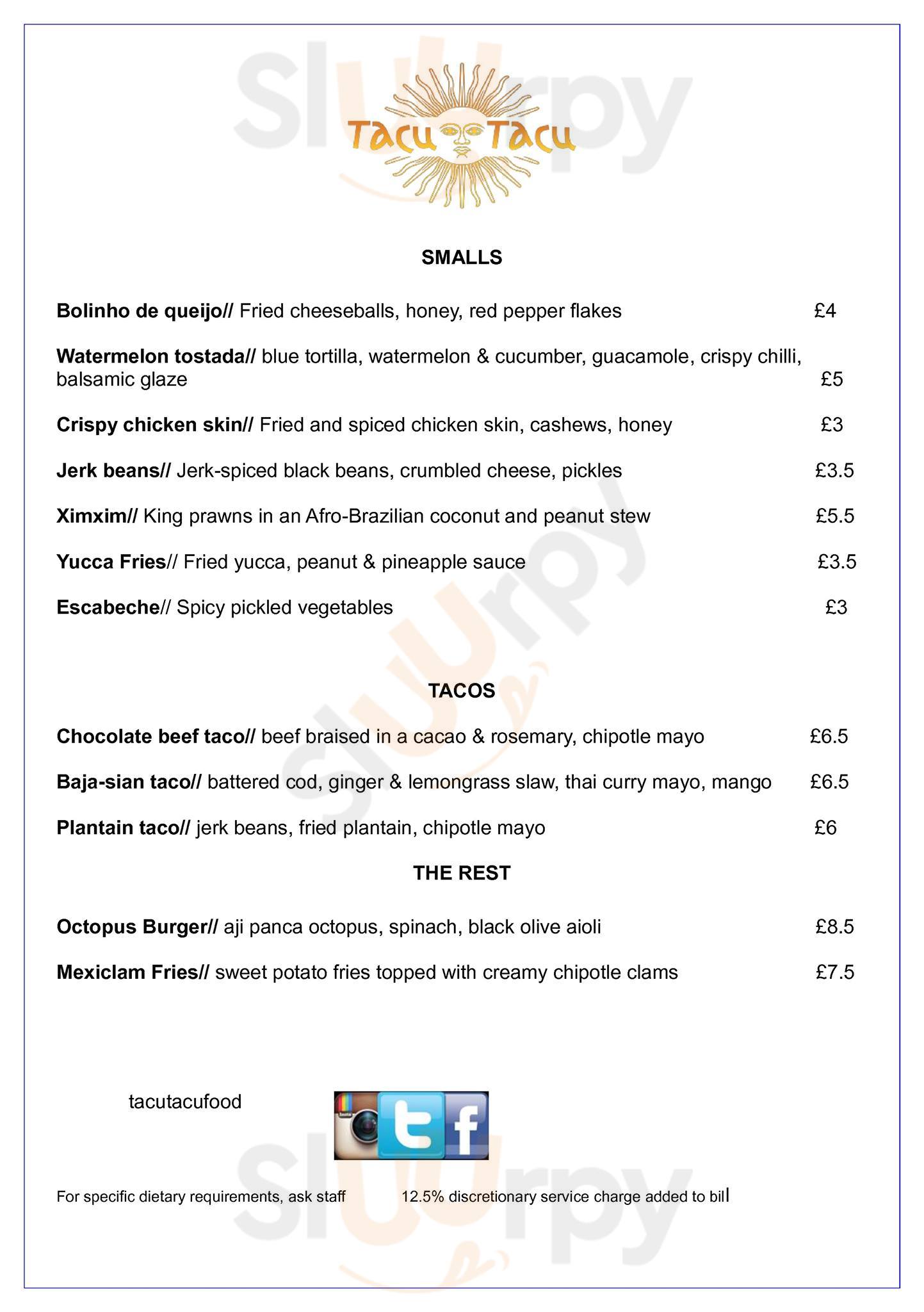 Main Menu - Tacu Tacu