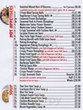 Eastern Star menu