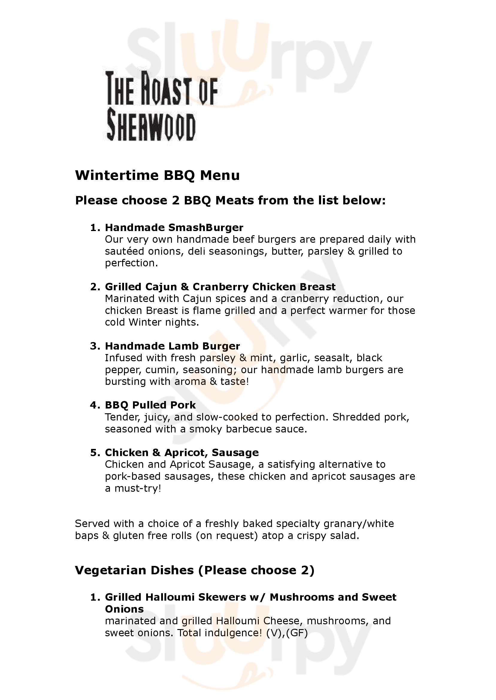 The Roast Of Sherwood London Menu - 1