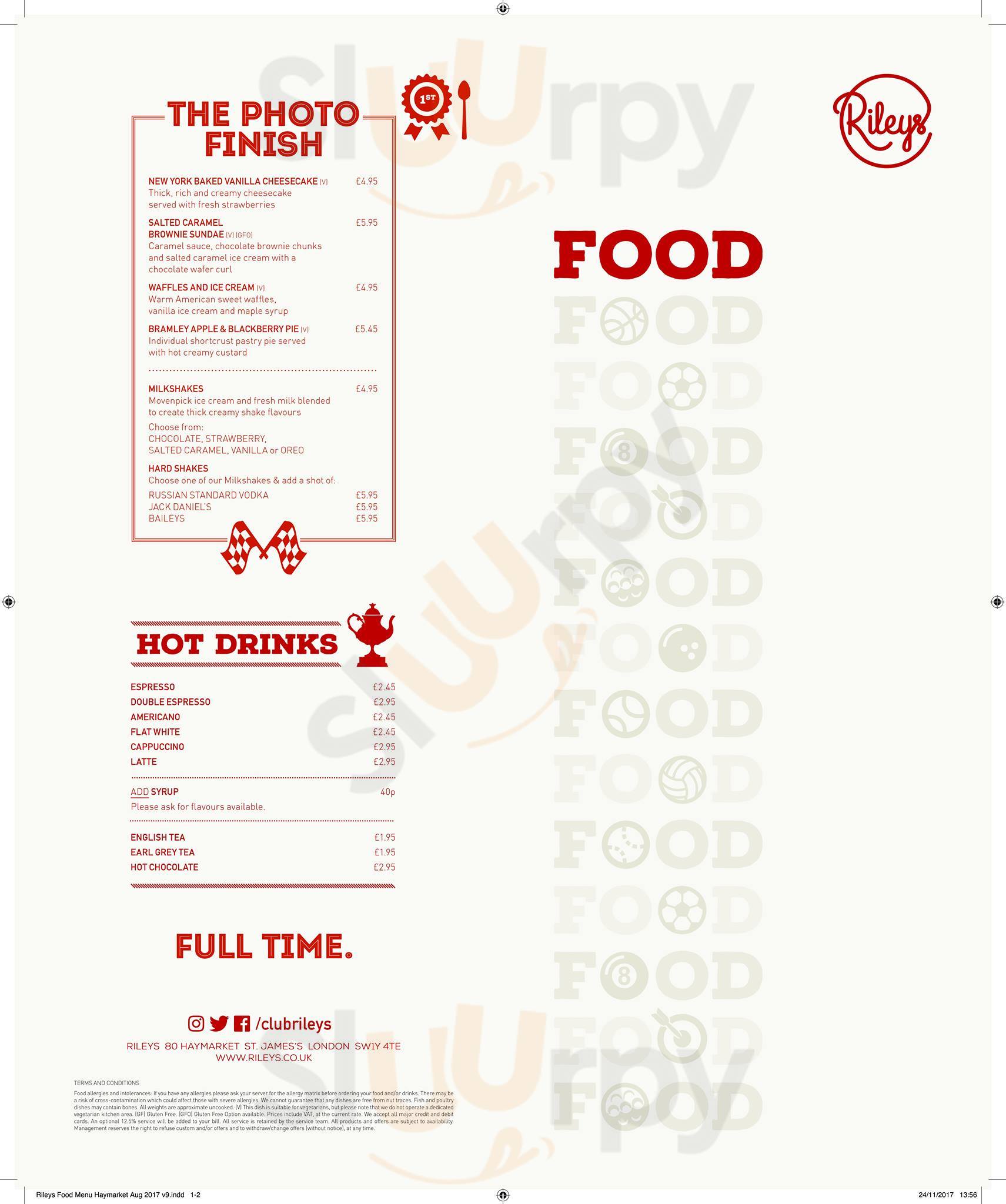 Main Menu - Rileys Sports Bar Haymarket