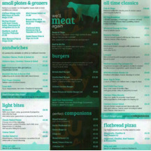 Victoria & Albert Bar menu
