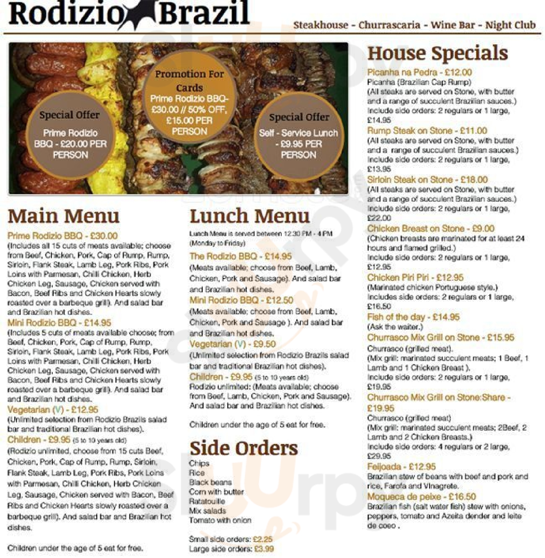 Rodizio Brazil Steak House And Bar London Menu - 1