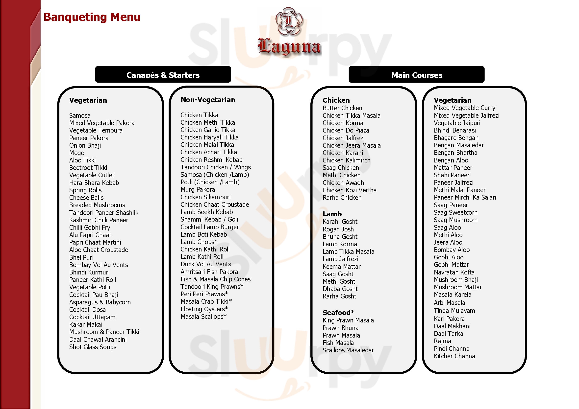 Main Menu - Laguna Banqueting Suite