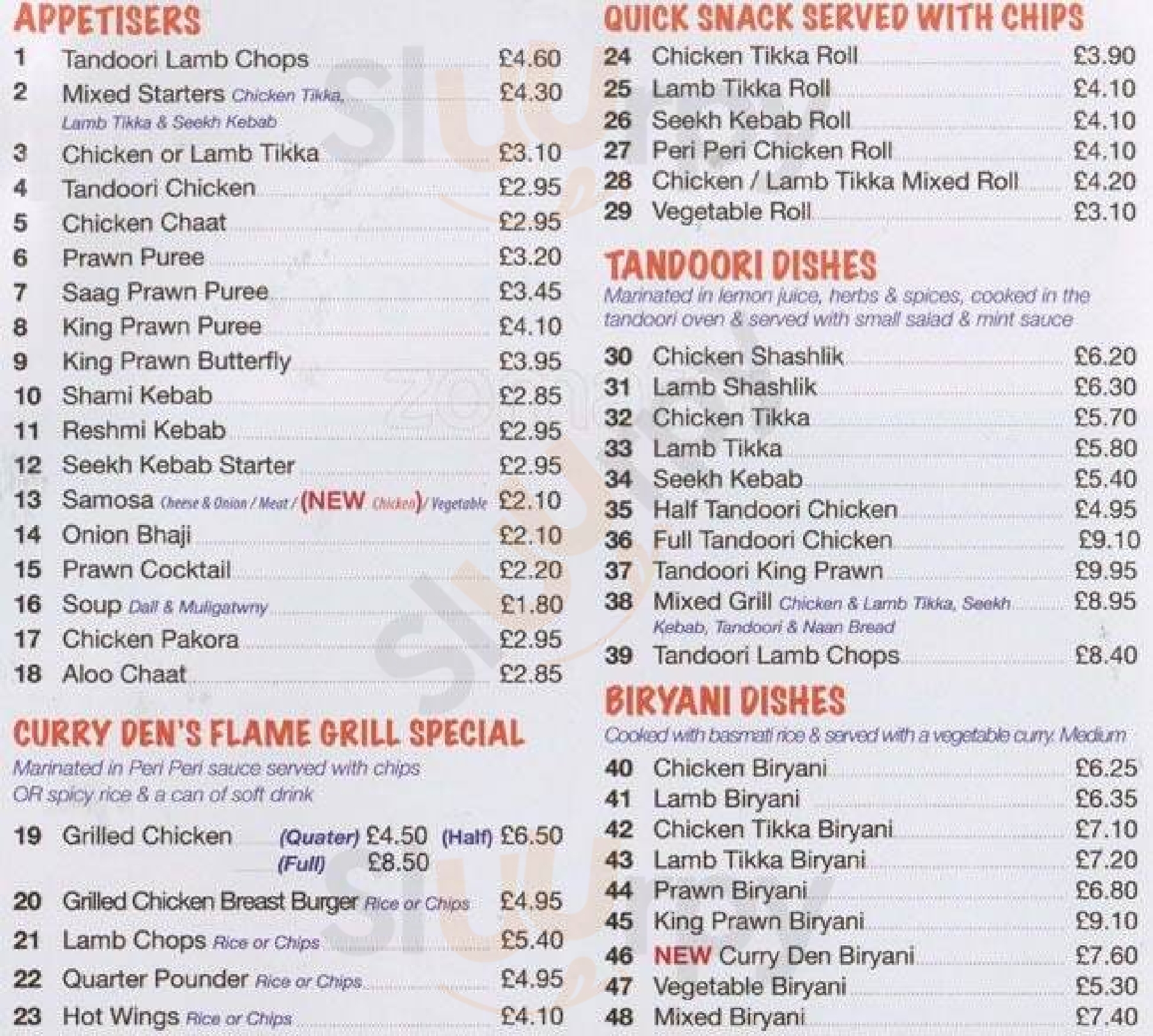 Curry Den London Menu - 1