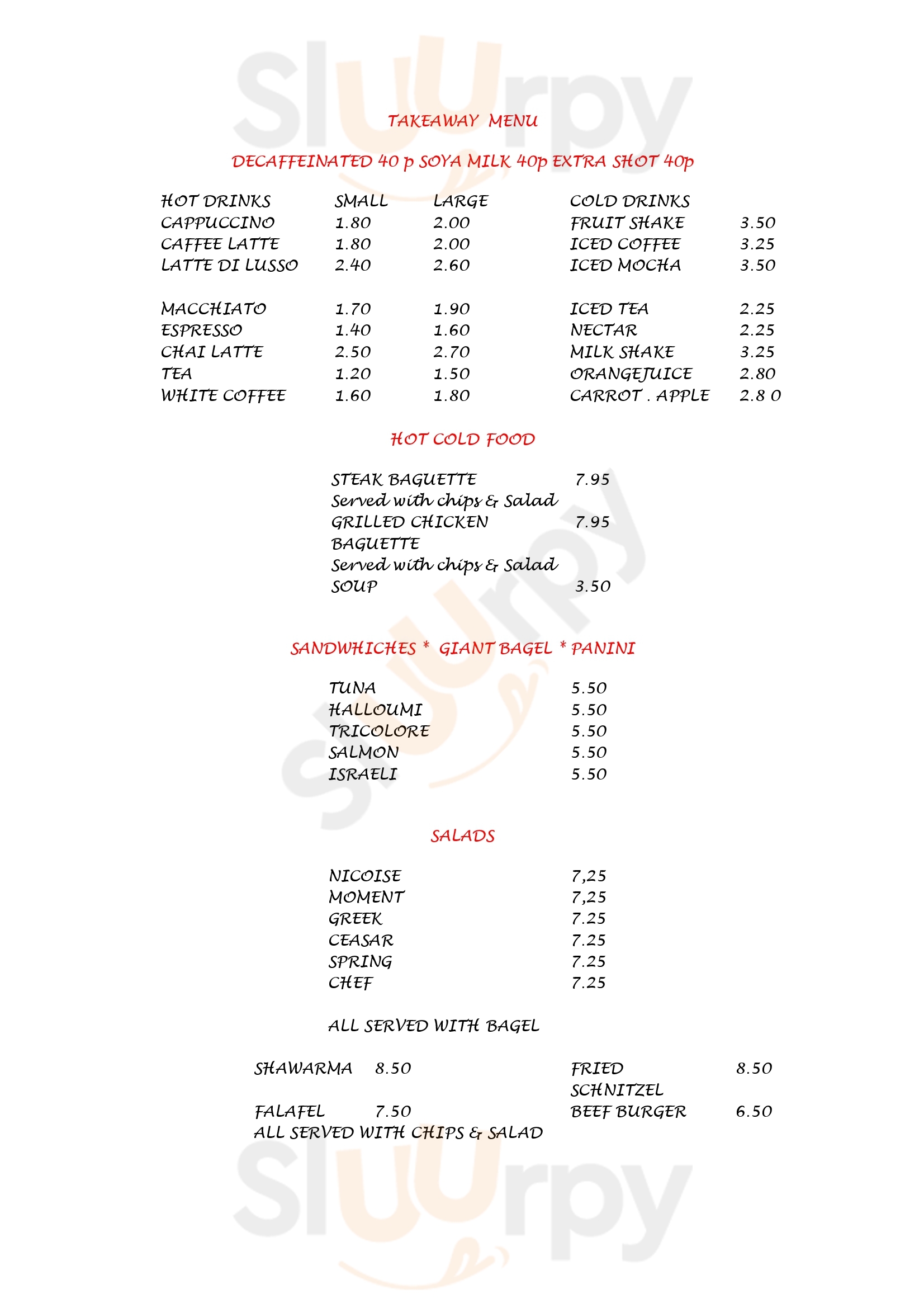 Moment Cafe London Menu - 1