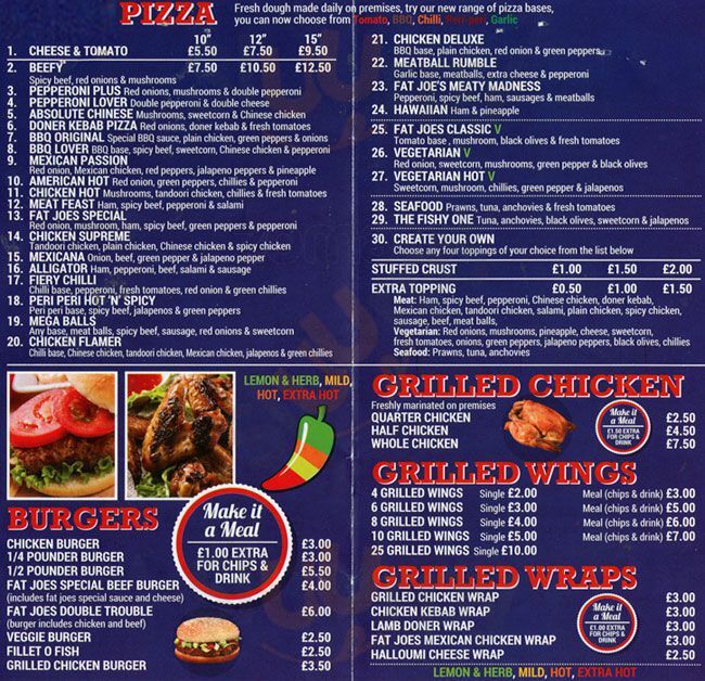 Fat Joes London Menu - 1