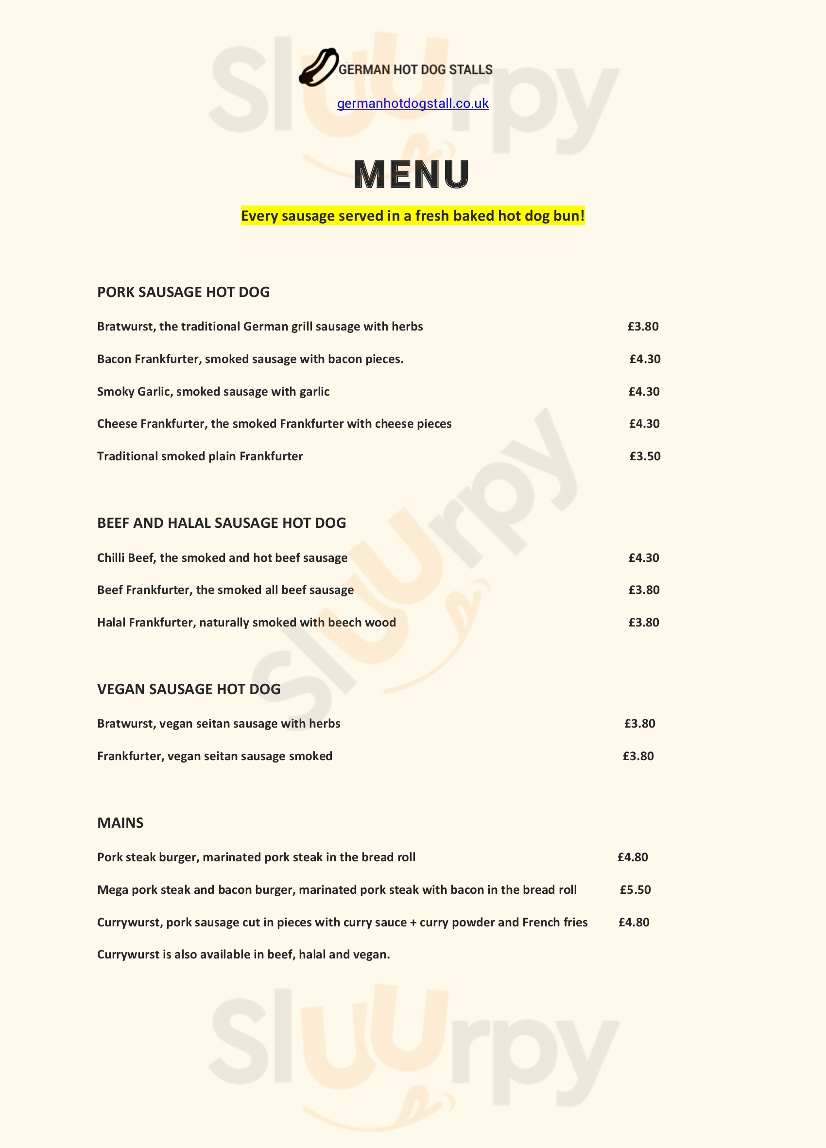 The German Hot Dog Stall London Menu - 1