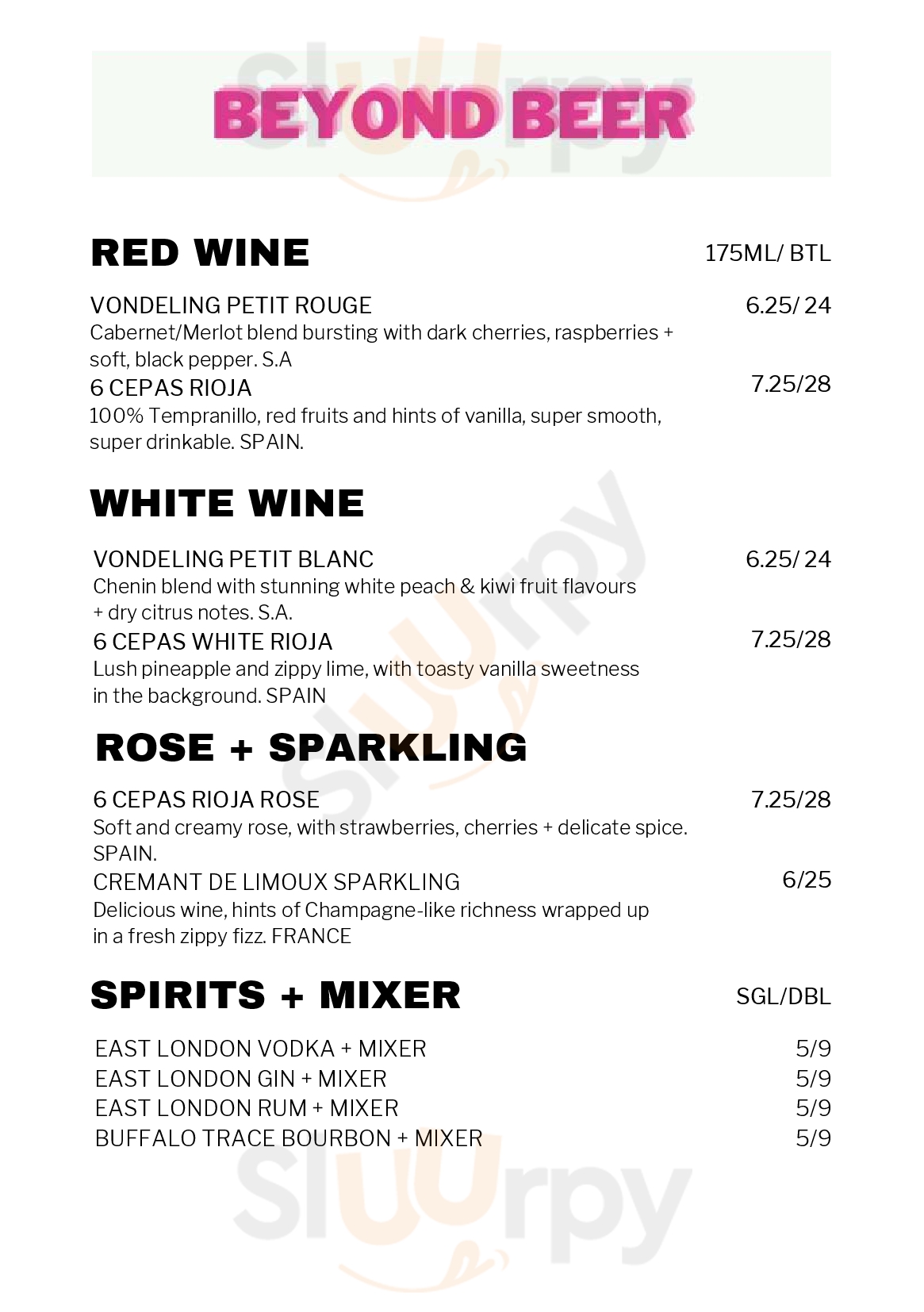 Main Menu - Beer + Burger Kingsx