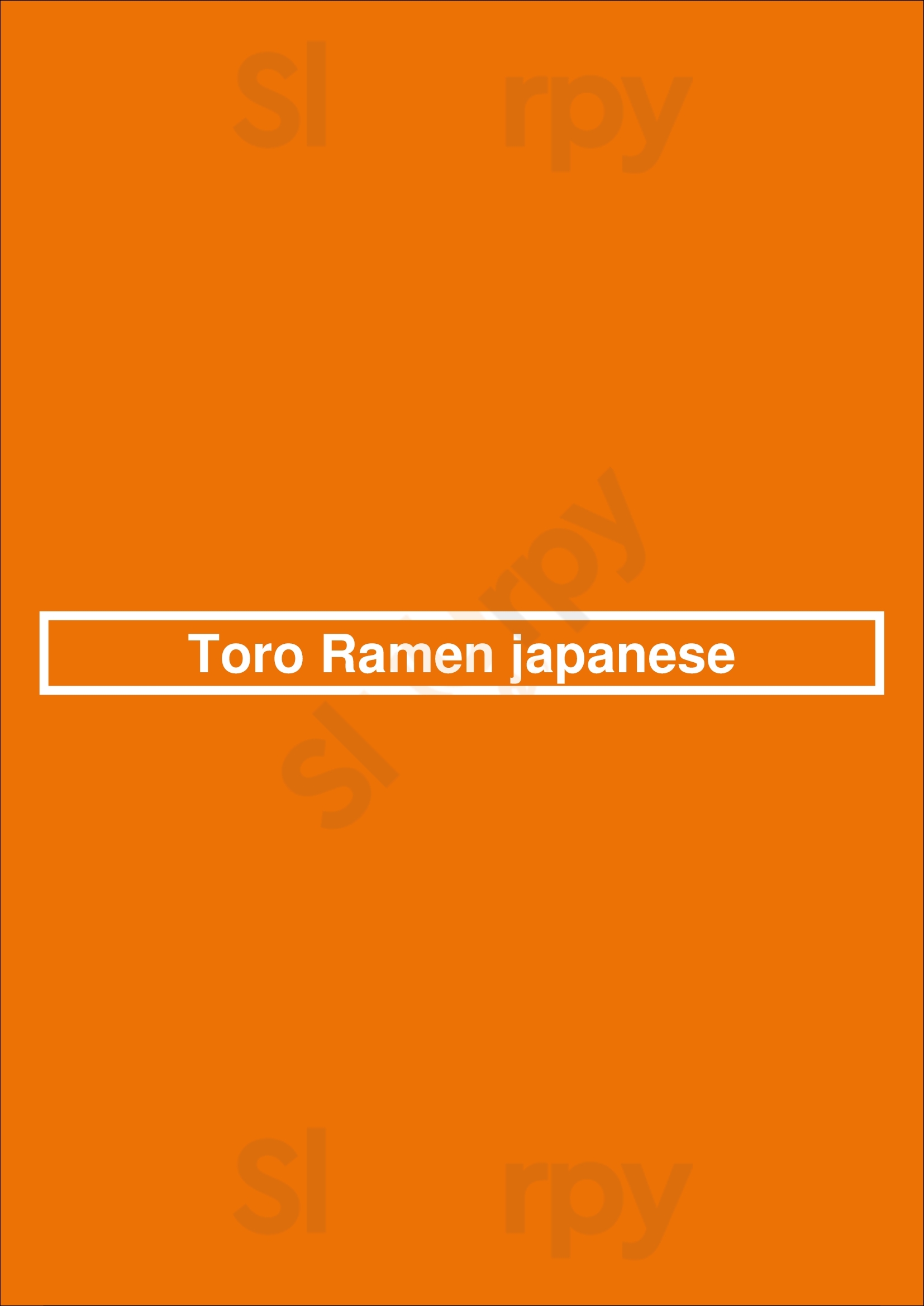 Toro Ramen Japanese London Menu - 1