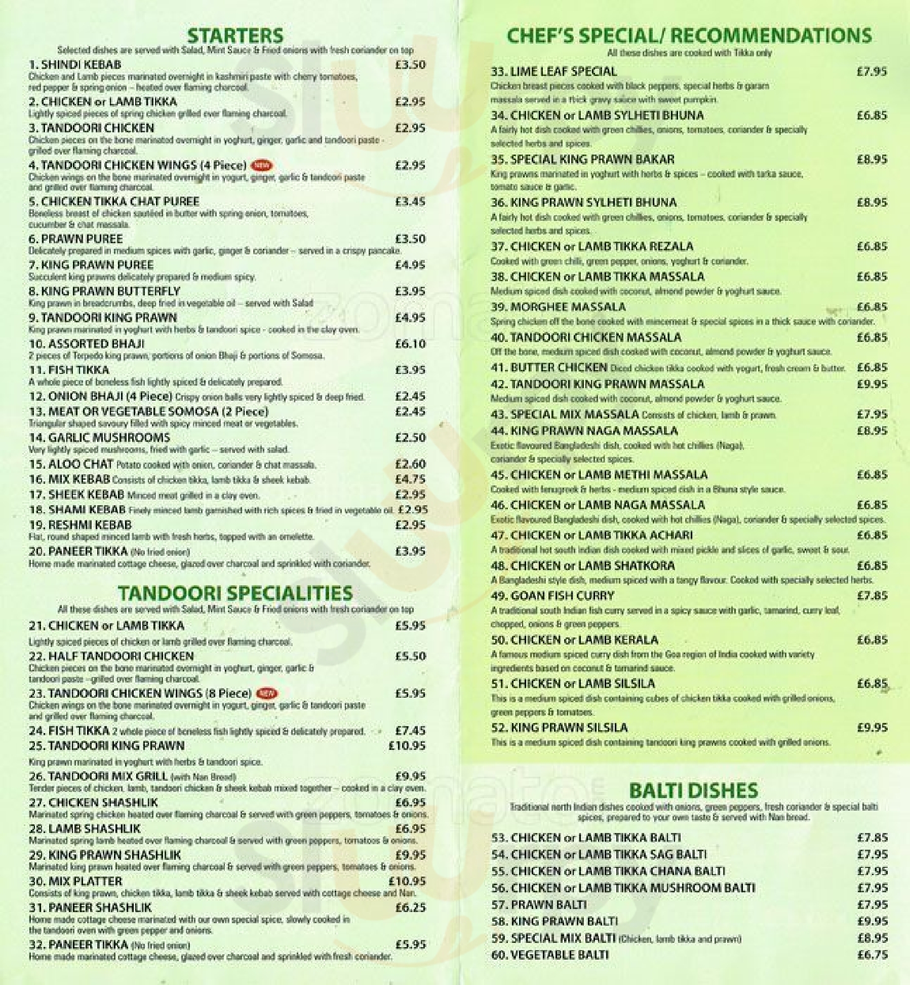 Lime Leaf Indian Cuisine London Menu - 1