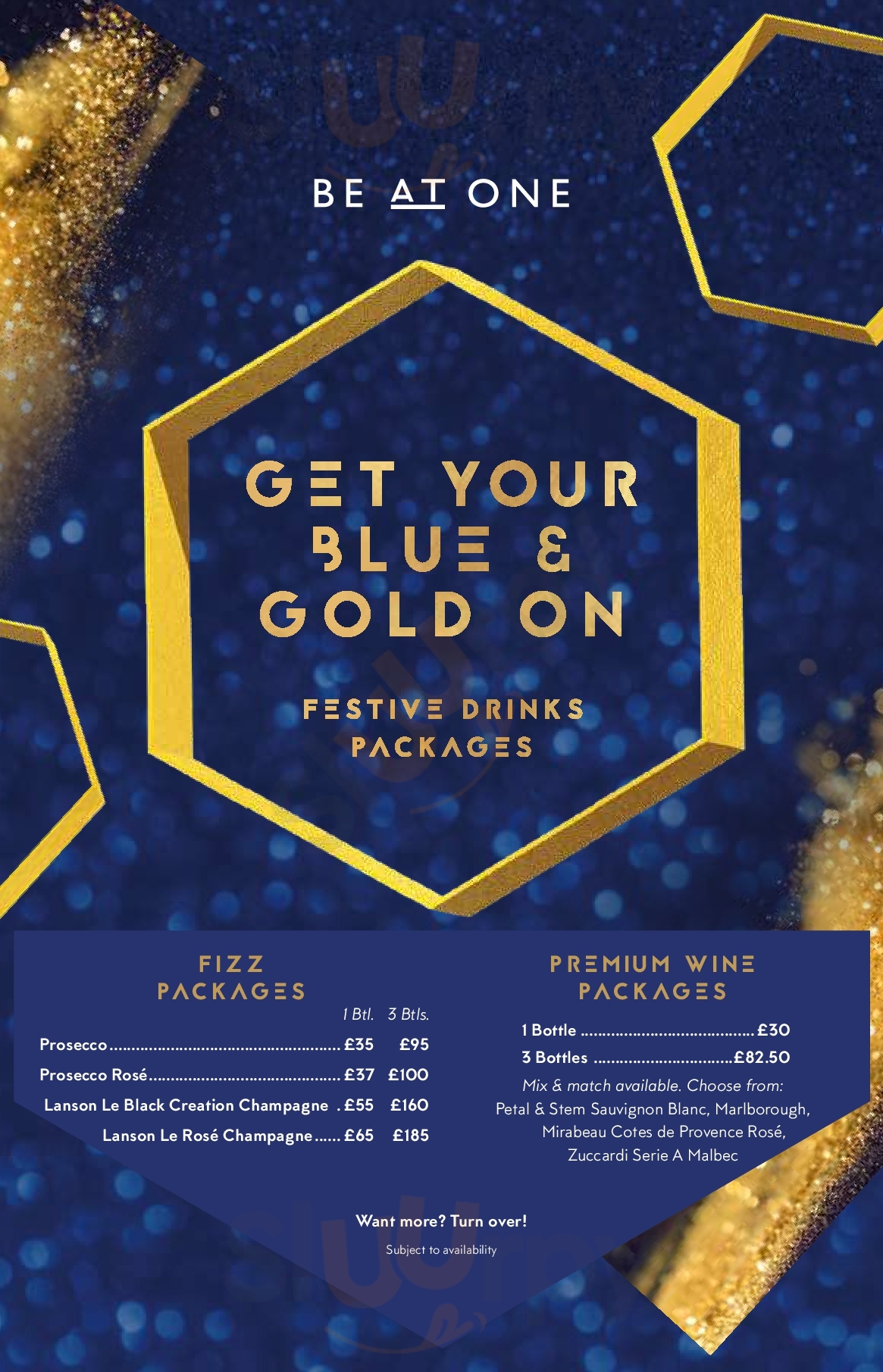 Main Menu - Bar Zola's