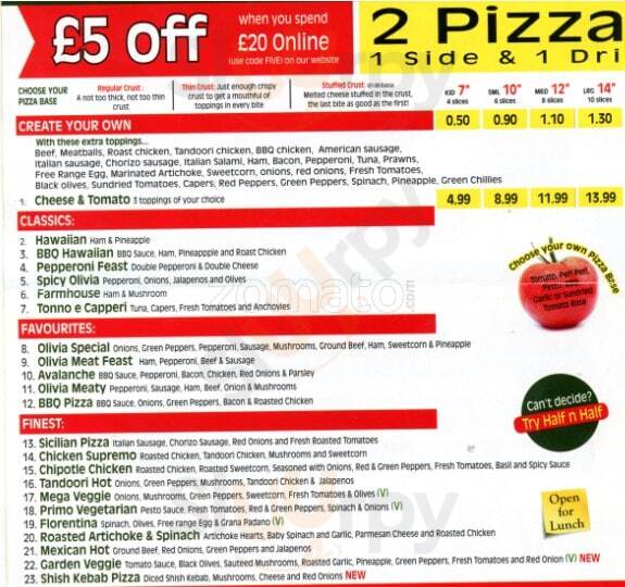 Olivia Pizza London Menu - 1