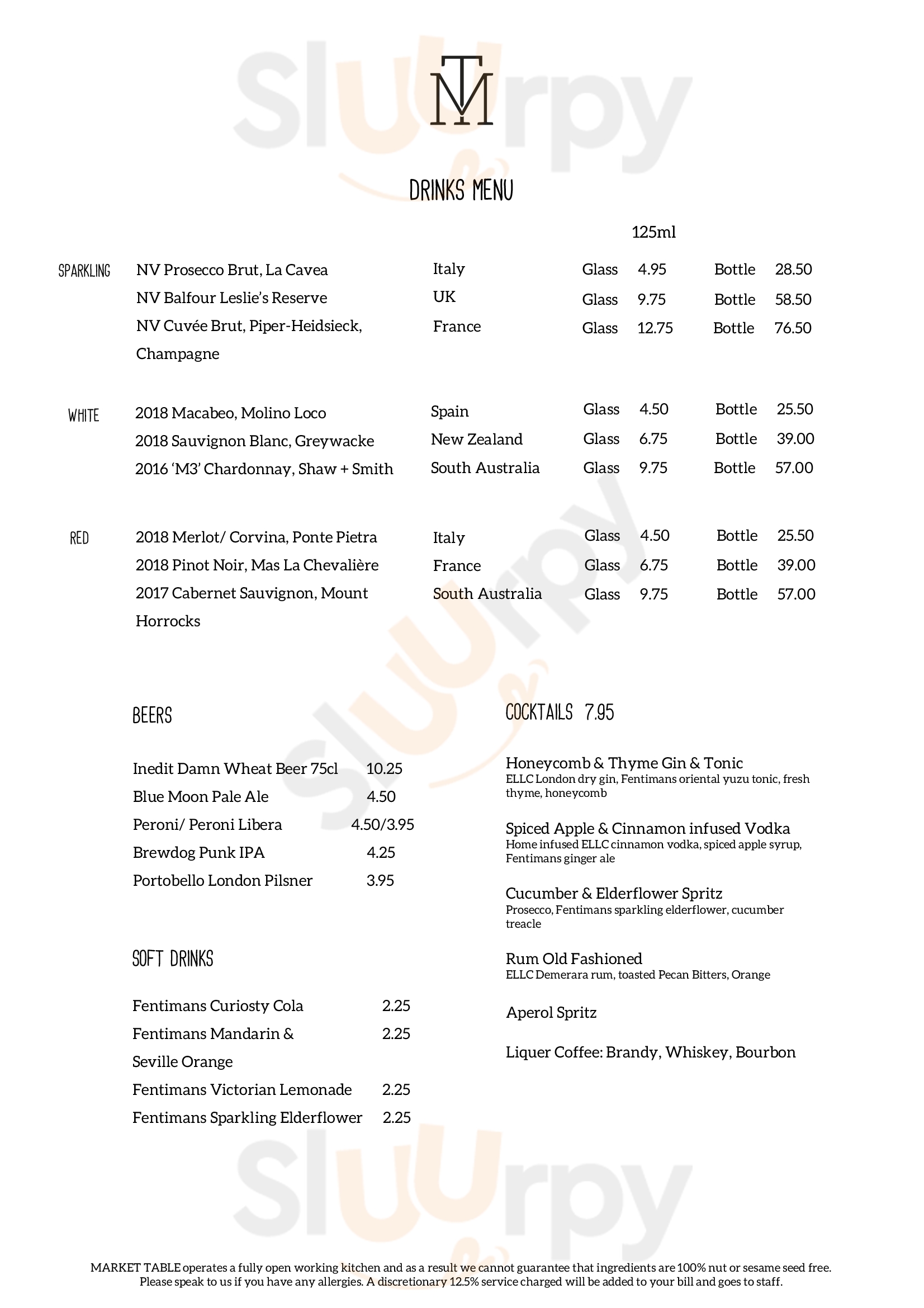 Market Table London Menu - 1