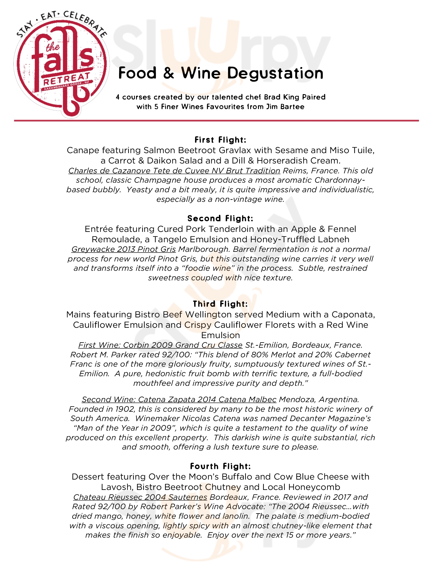 The Falls Retreat Waikino Waikino Menu - 1