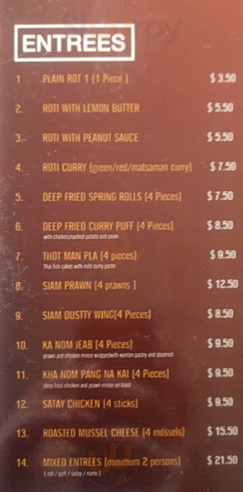 Siam Spoon Restaurant Petone Menu - 1