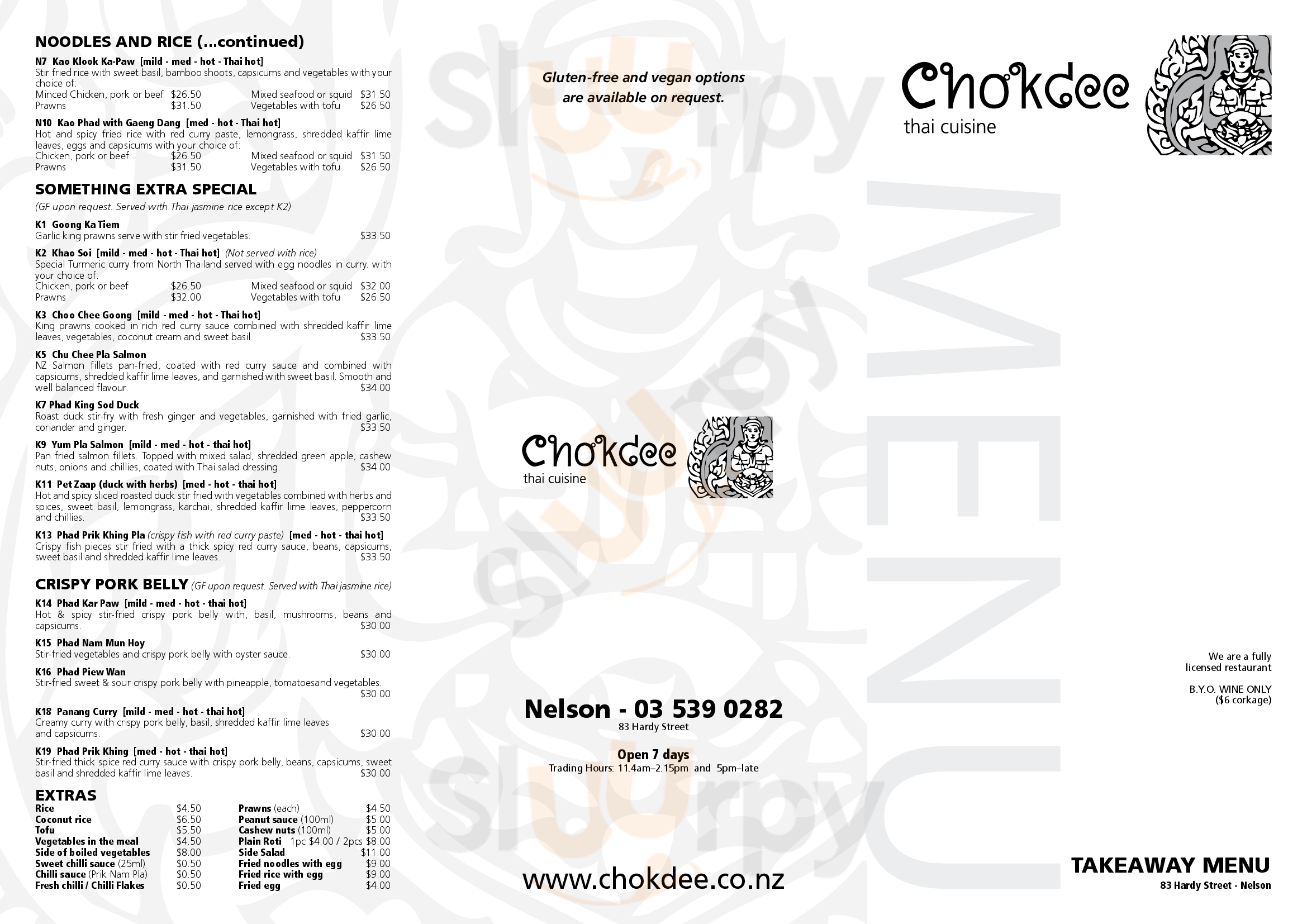 Chokdee Motueka Thai Cuisines Motueka Menu - 1