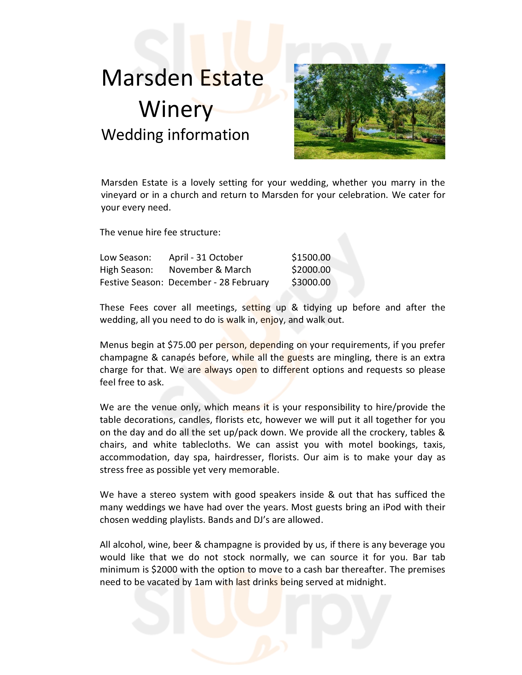 Marsden Estate Winery Kerikeri Menu - 1