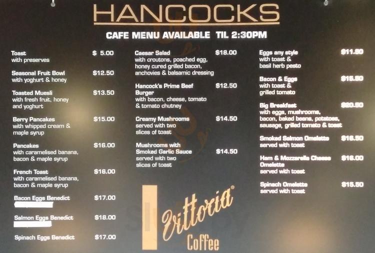 Hancocks Cafe Howick Menu - 1