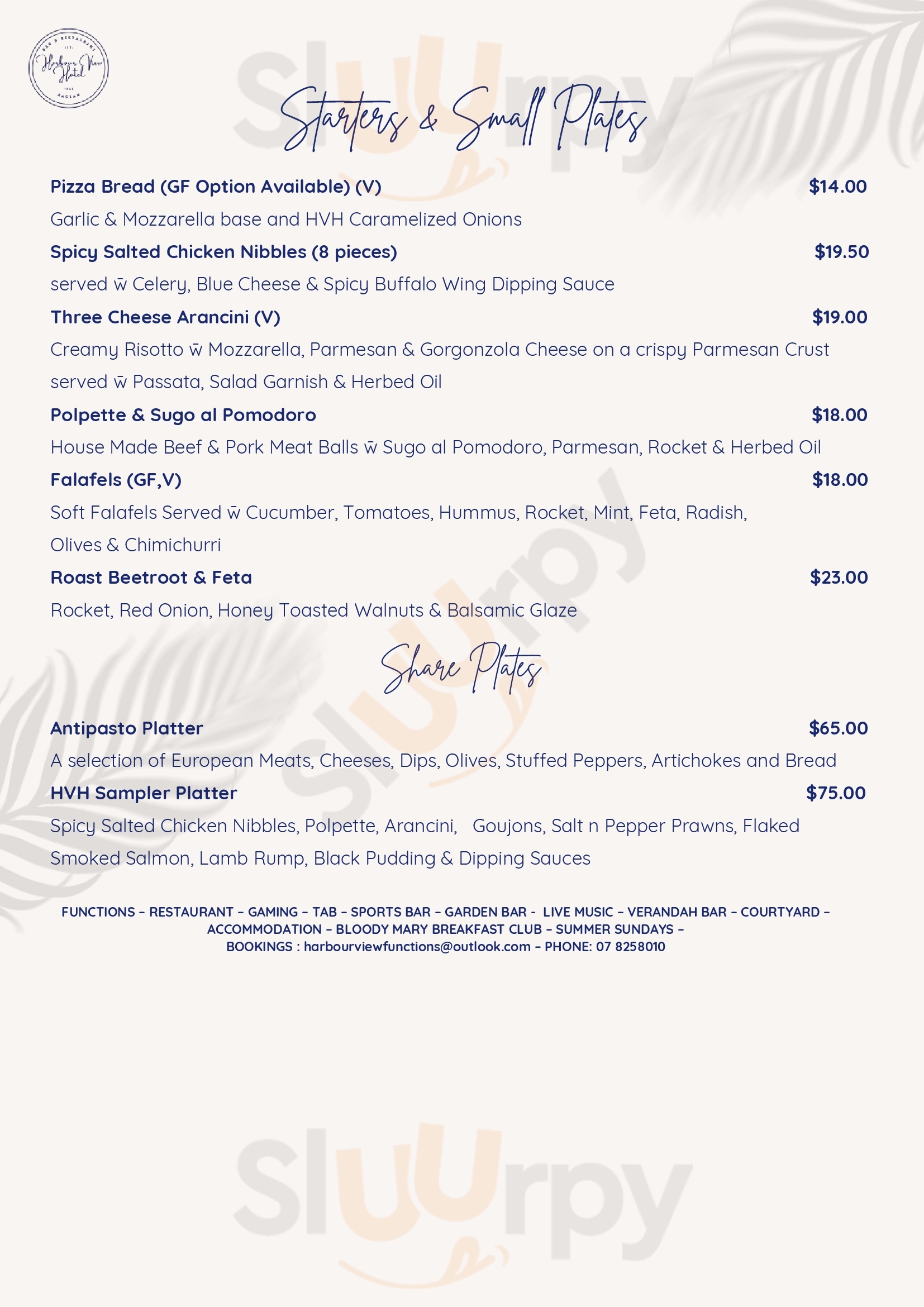 Main Menu - Harbour View Hotel Bar And Restaurant