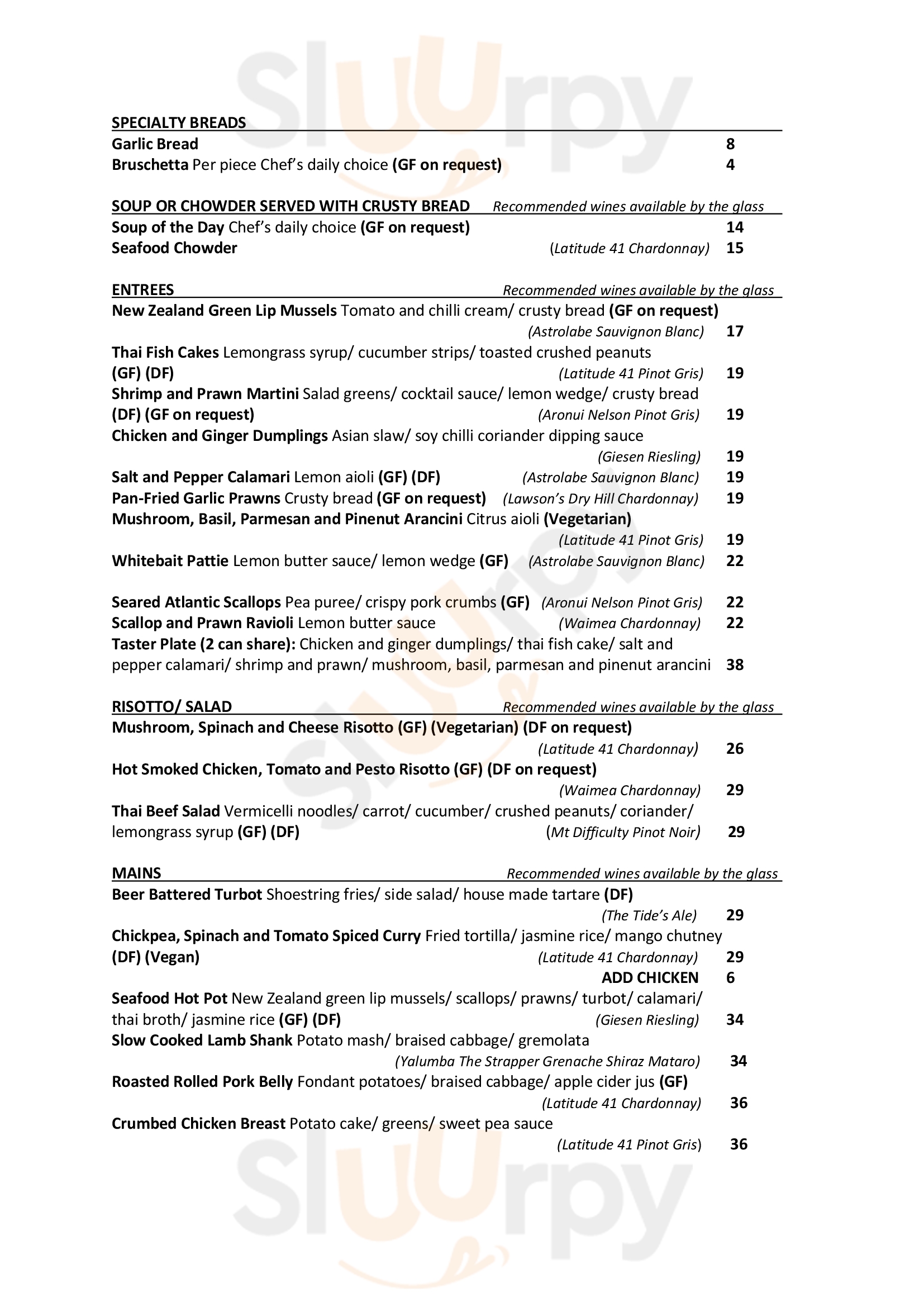 Tides Bar And Eatery Nelson Menu - 1