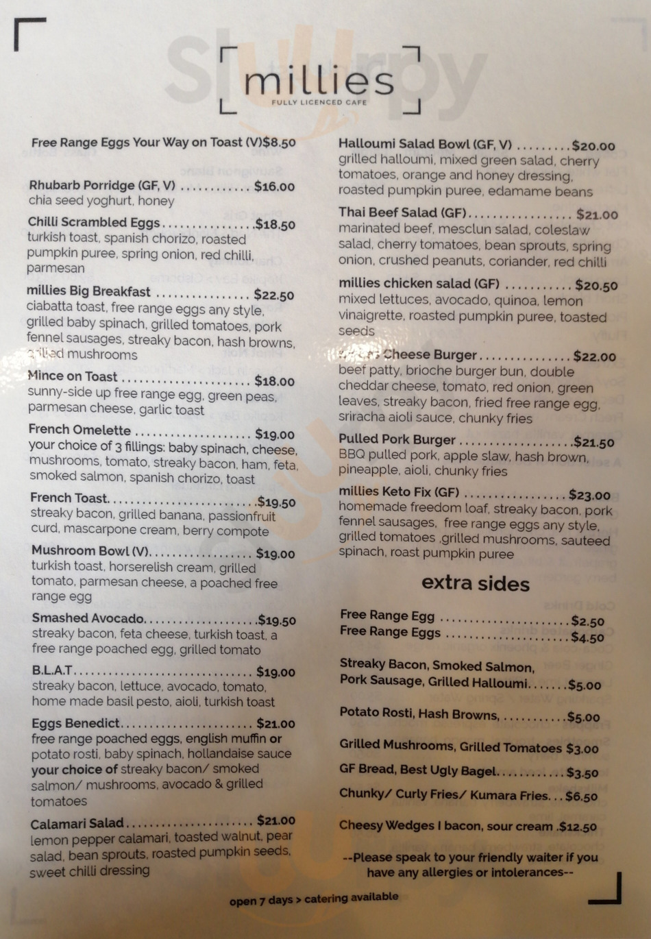 Millies Cafe, Silverdale Menu, prices, restaurant rating