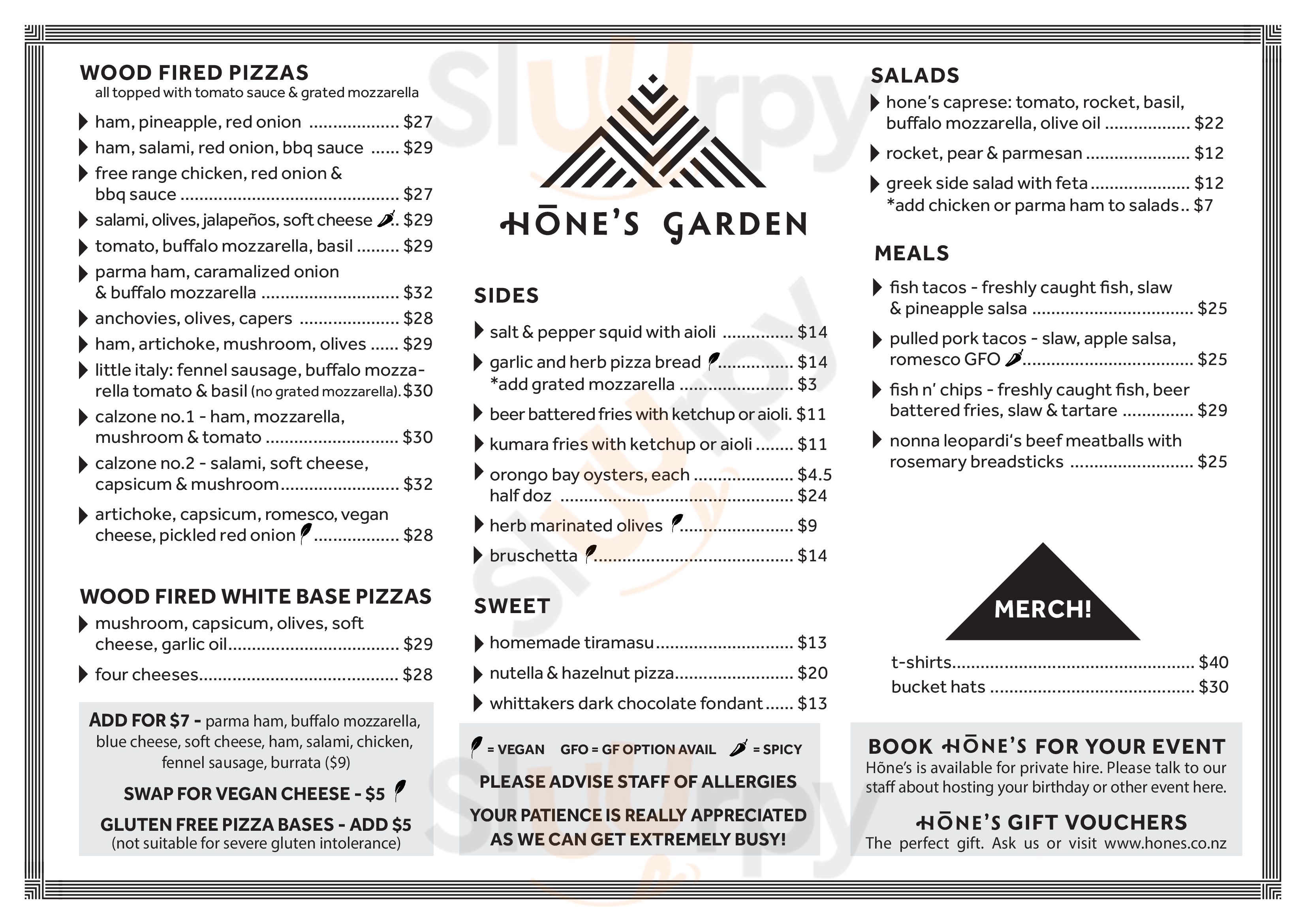 Hone's Garden Russell Menu - 1