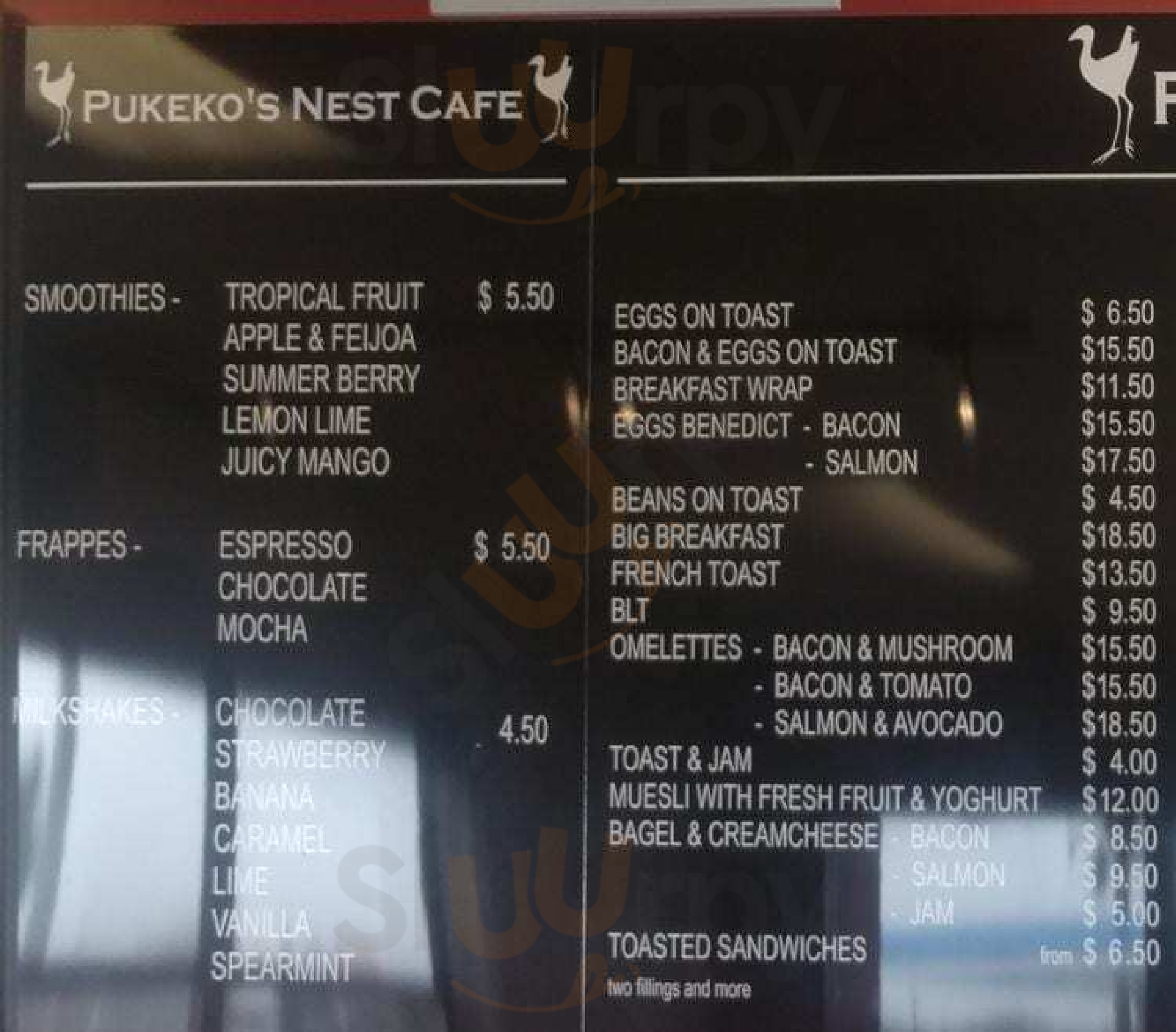 Pukeko's Nest Cafe Pukekohe Menu - 1