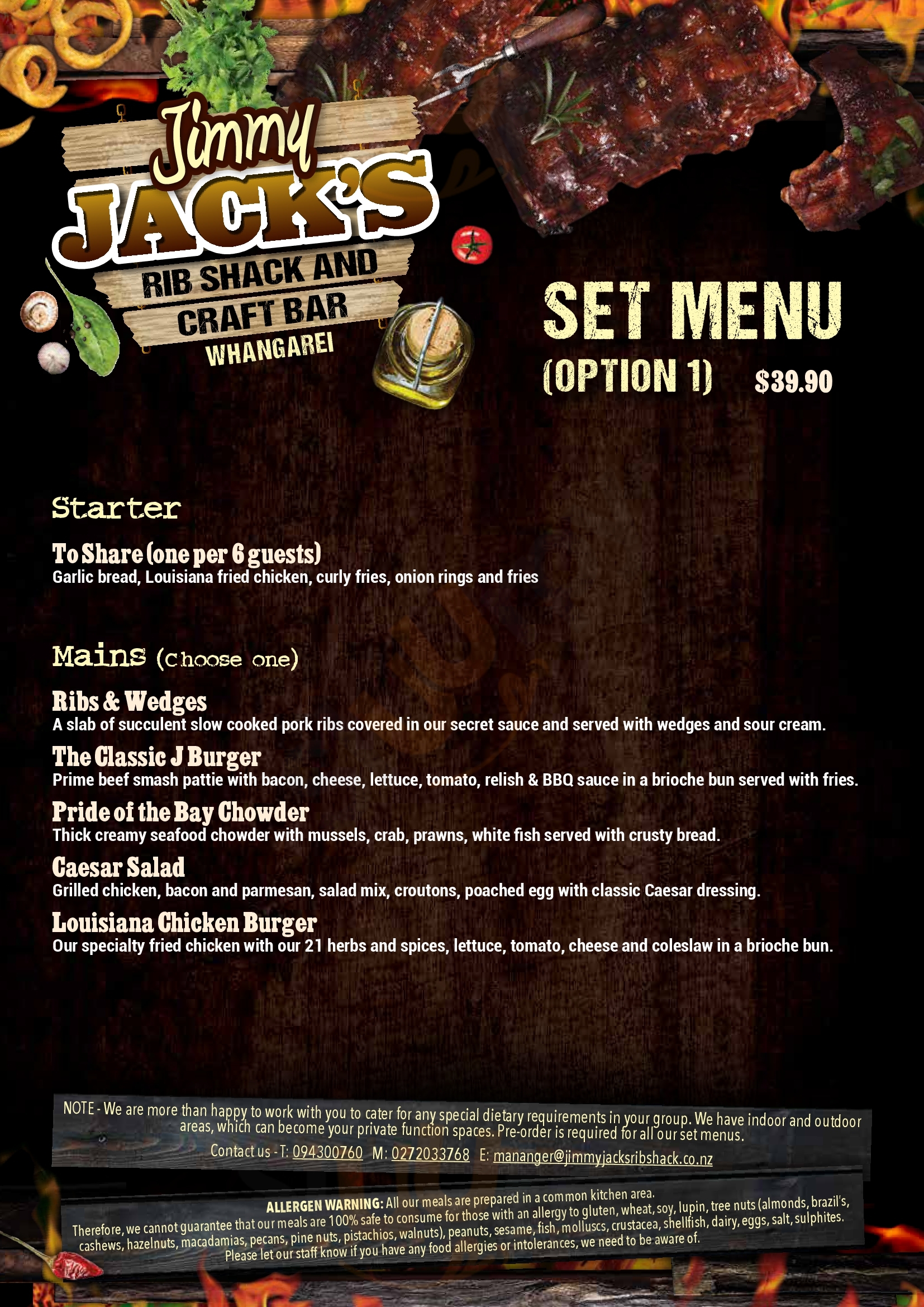 Jimmy Jack's Rib Shack Paihia Menu - 1