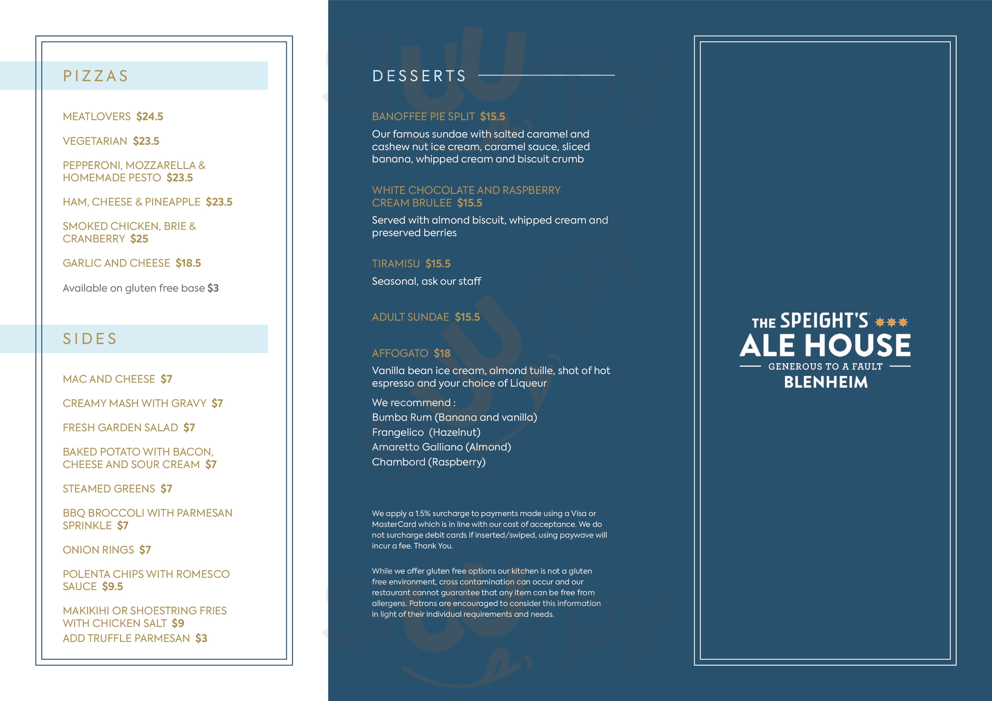 Speights Ale House Blenheim Blenheim Menu - 1