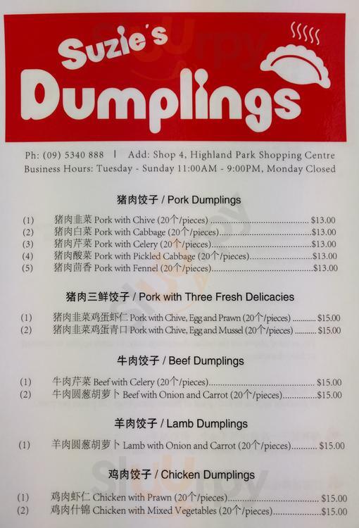 Suzie's Dumplings Howick Menu - 1