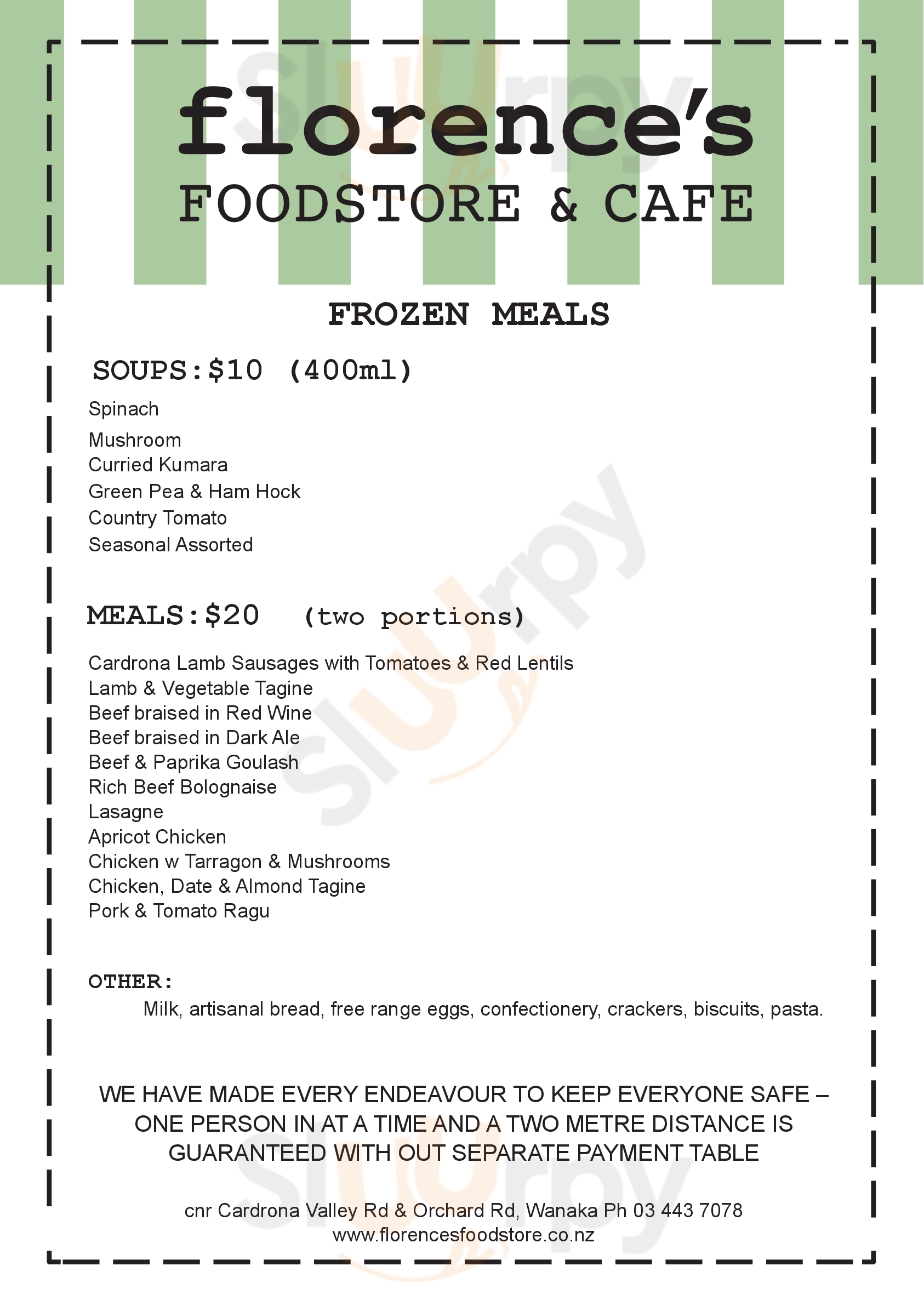 Florences Foodstore & Cafe Wanaka Menu - 1