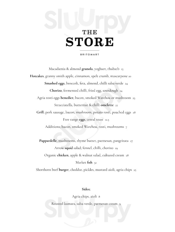 The Store Auckland Central Menu - 1