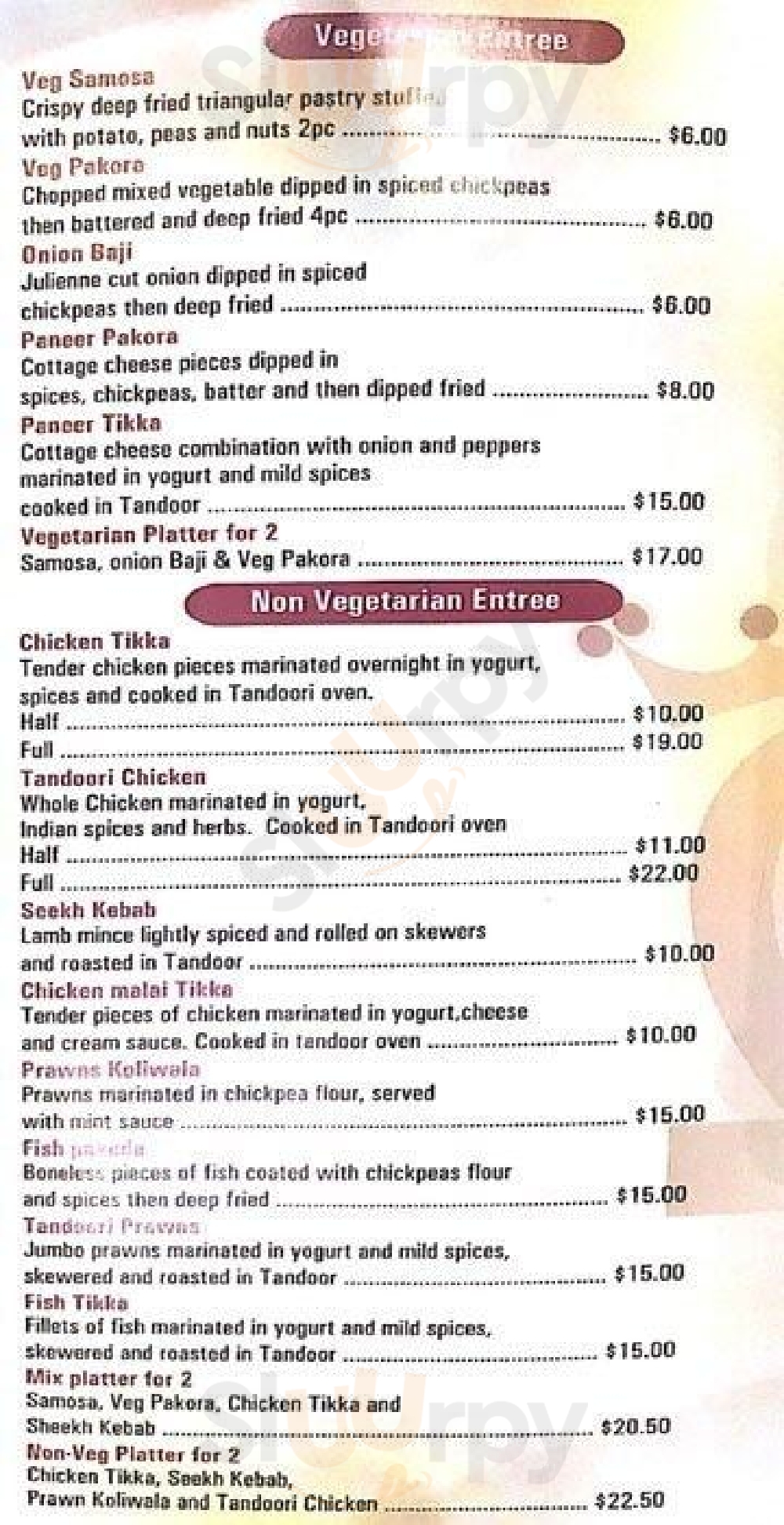 Namaste Bharat Authentic Indian Cuisine Palmerston North Menu - 1