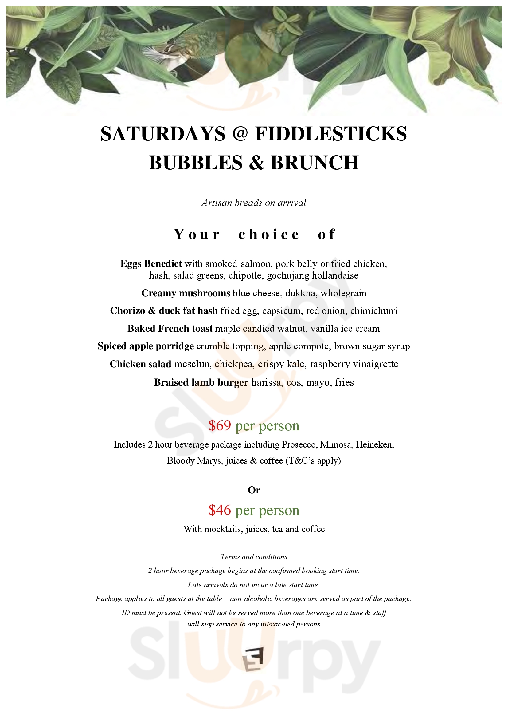 Fiddlesticks Restaurant & Bar Christchurch Menu - 1