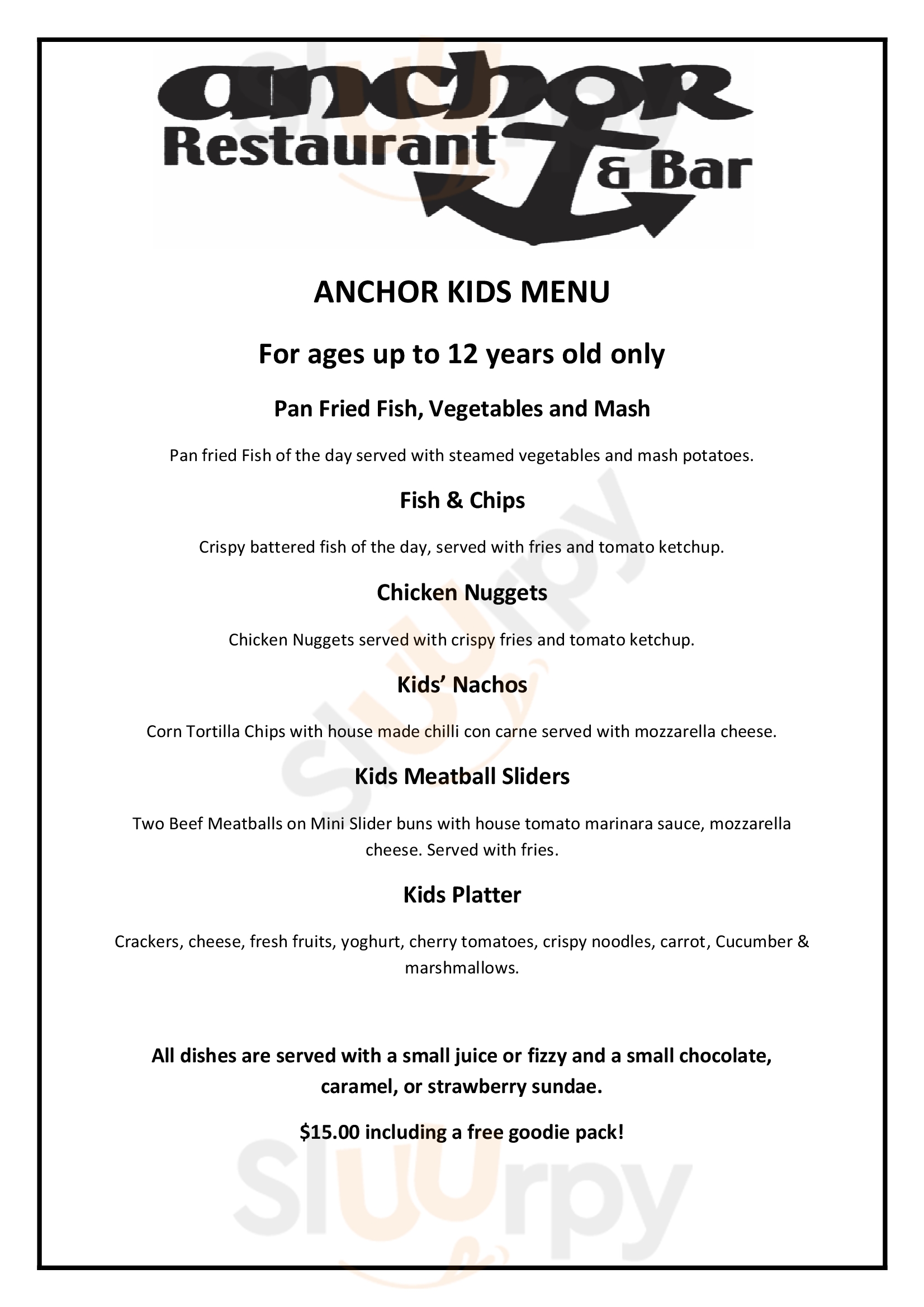 Anchor Bar & Grill Nelson Menu - 1