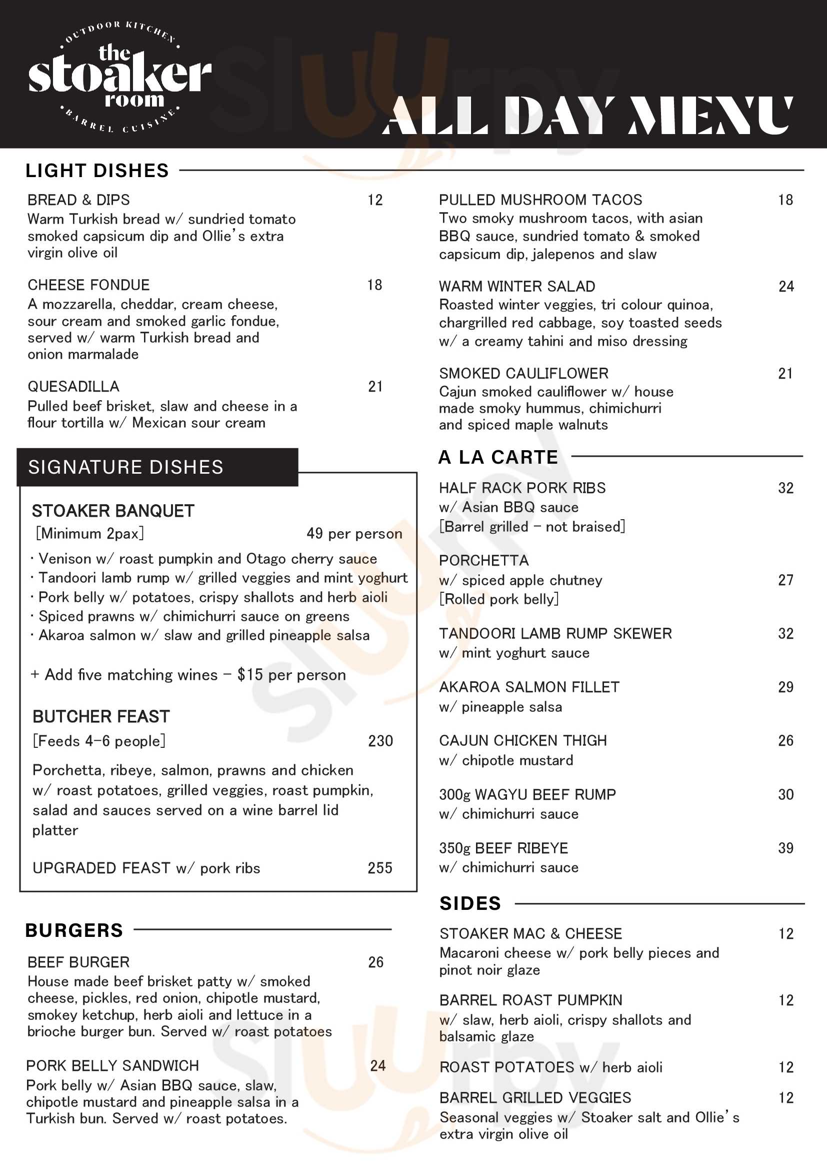 The Stoaker Room Bistro & Bar Cromwell Menu - 1