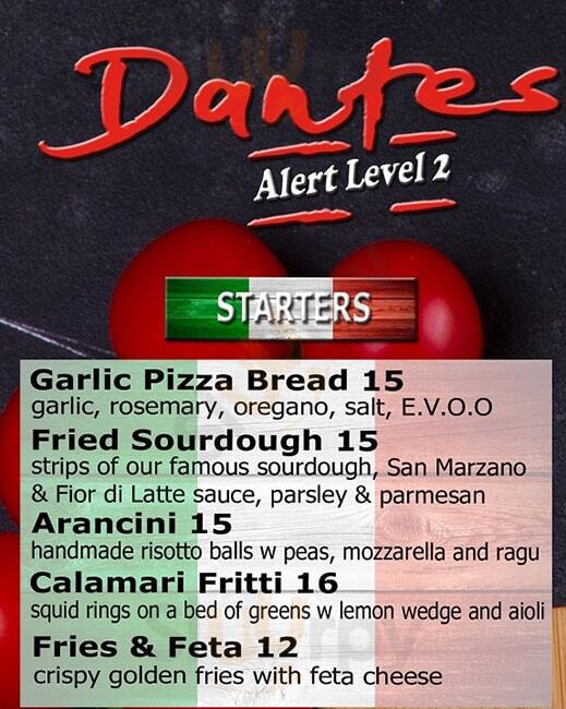 Dantes Pizzeria Takapuna Menu - 1
