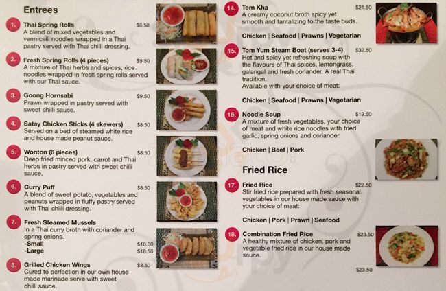 Thai Siam Restaurant Wanaka Menu - 1