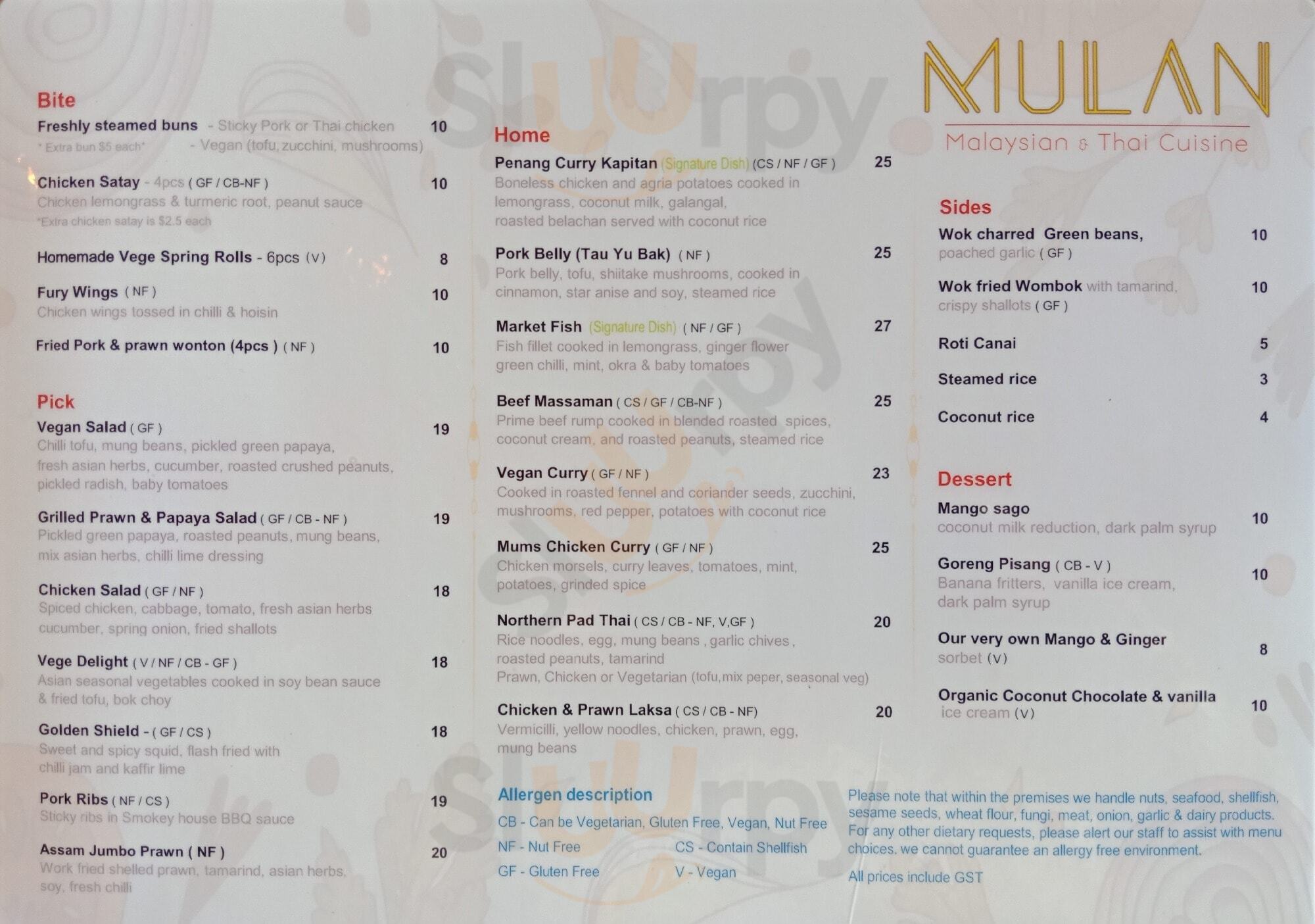 Mulan Malaysian Restaurant Birkenhead Menu - 1