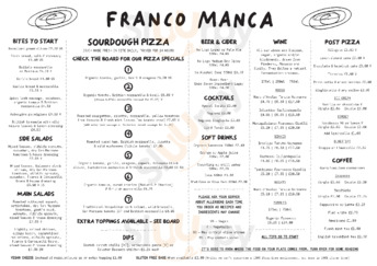 Franco Manca, Lingua