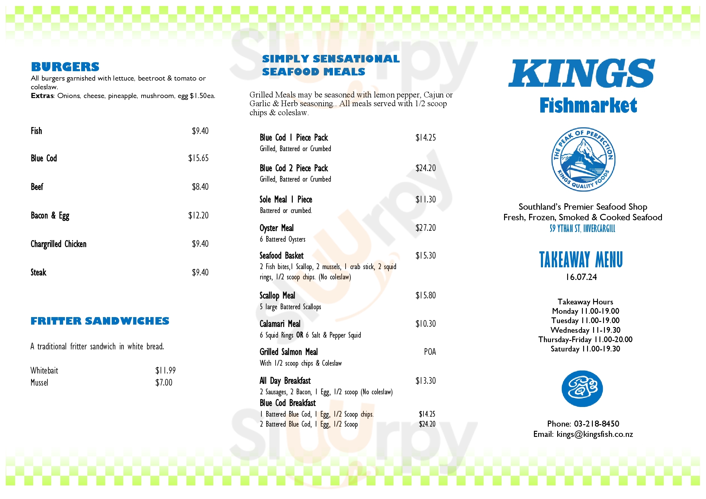 Kings Fish Market Invercargill Menu - 1