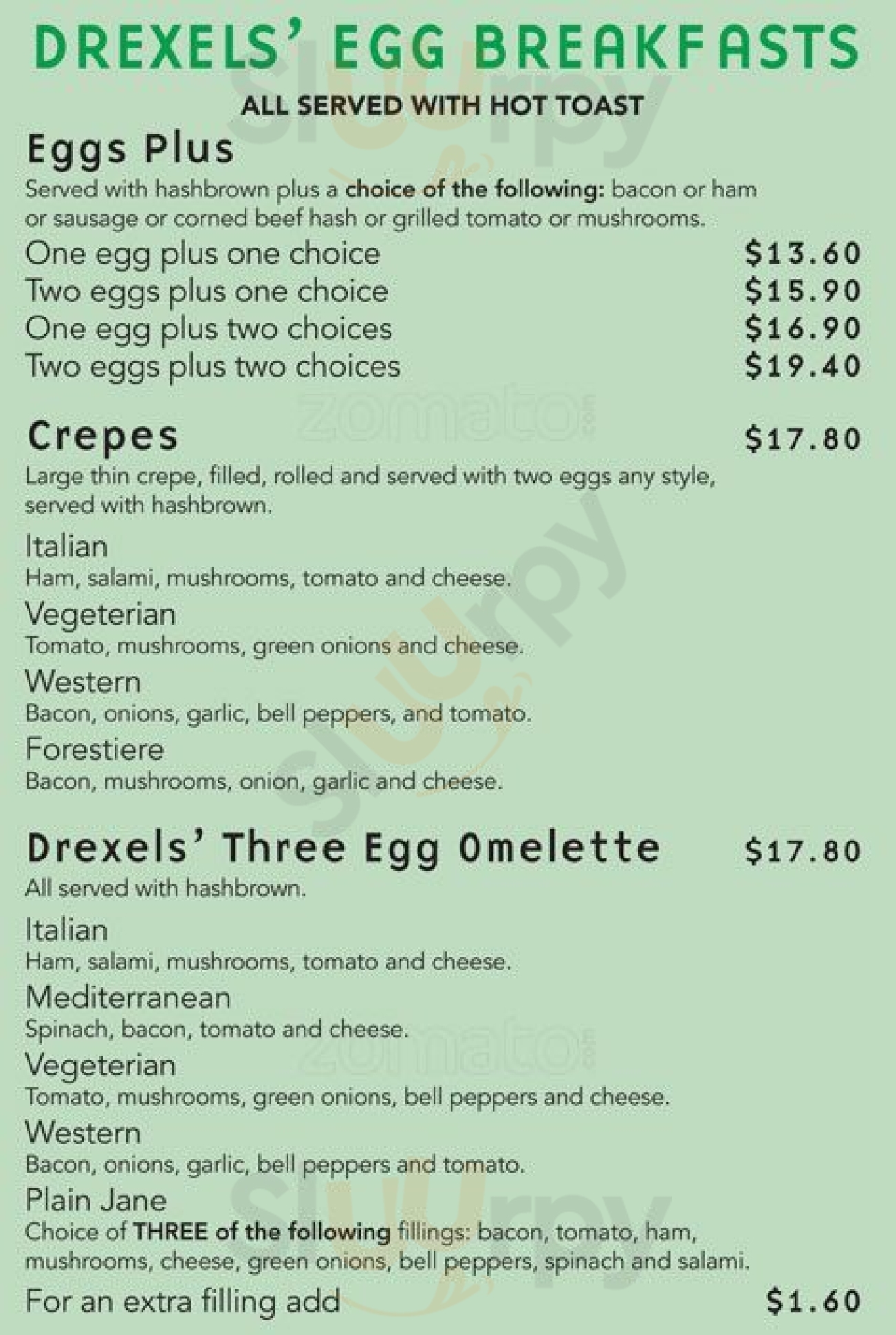 Drexel's Restaurant Christchurch Menu - 1