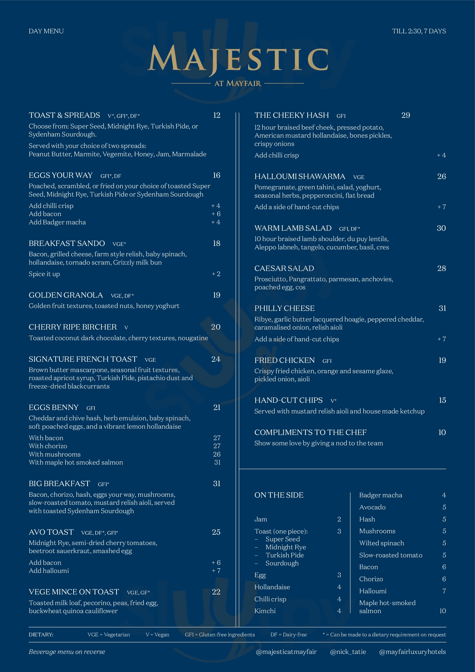 The Mayfair New Plymouth Menu - 1