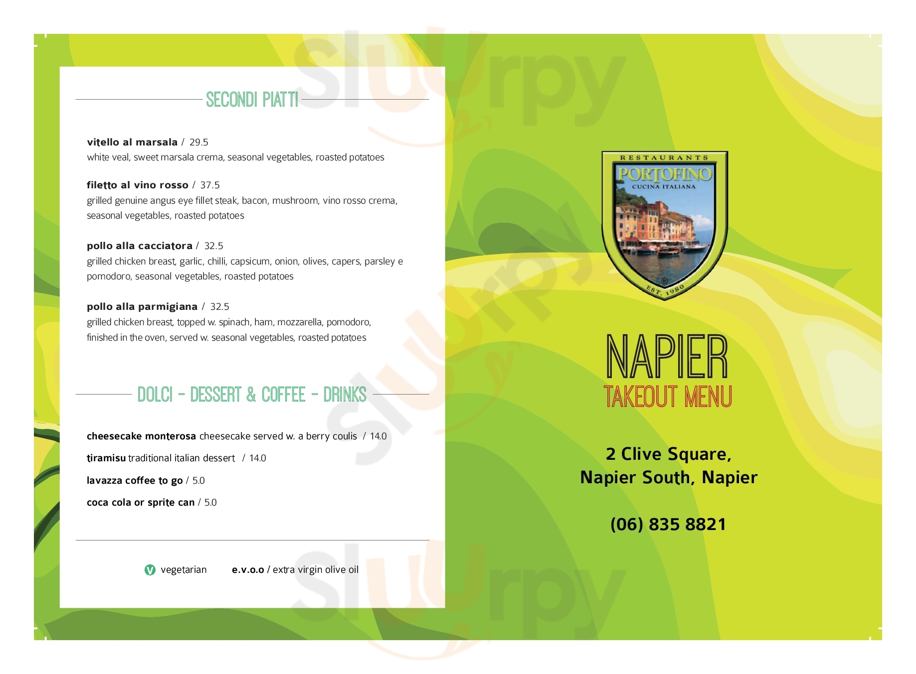 Portofino Napier Ltd Napier Menu - 1