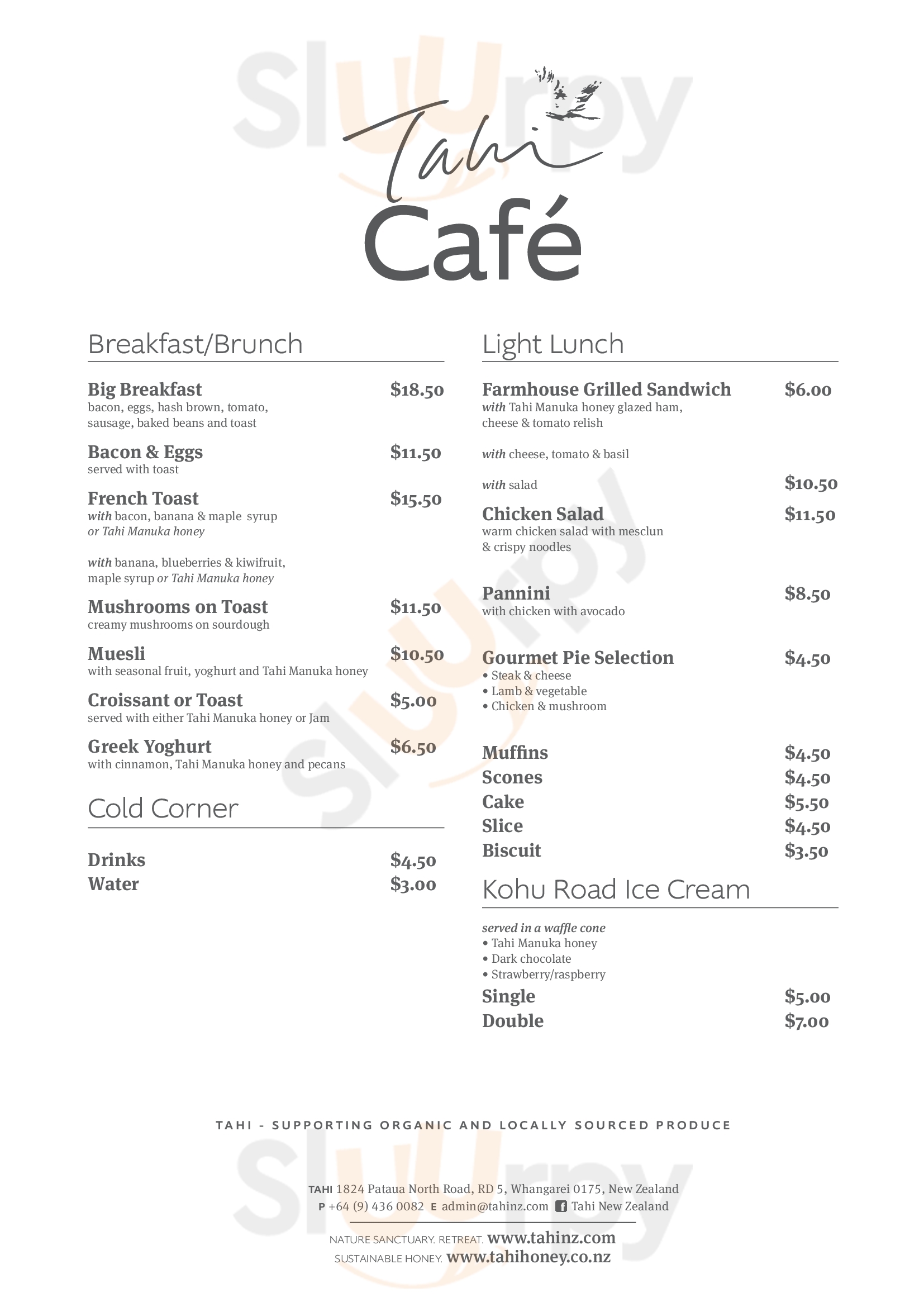 Tahi Cafe Whangarei Menu - 1