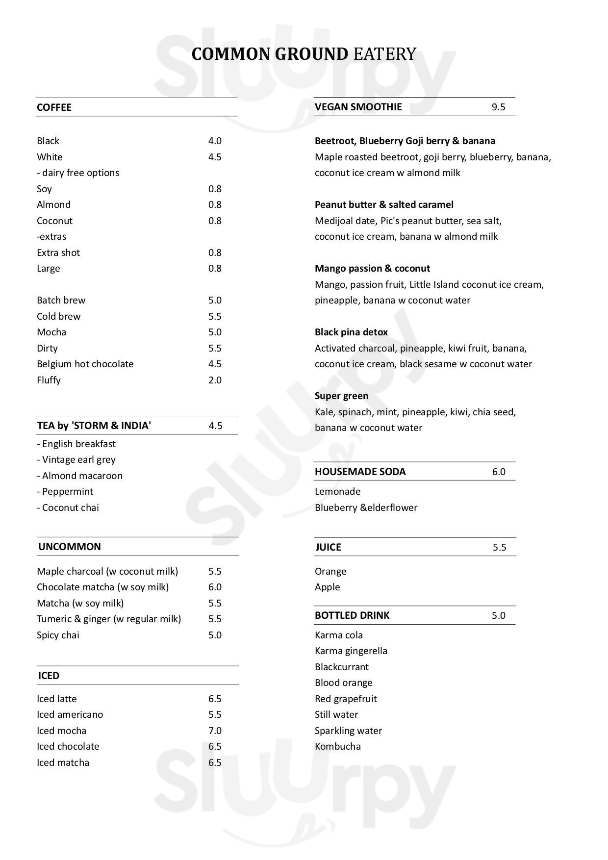 Common Ground Eatery Browns Bay Menu - 1